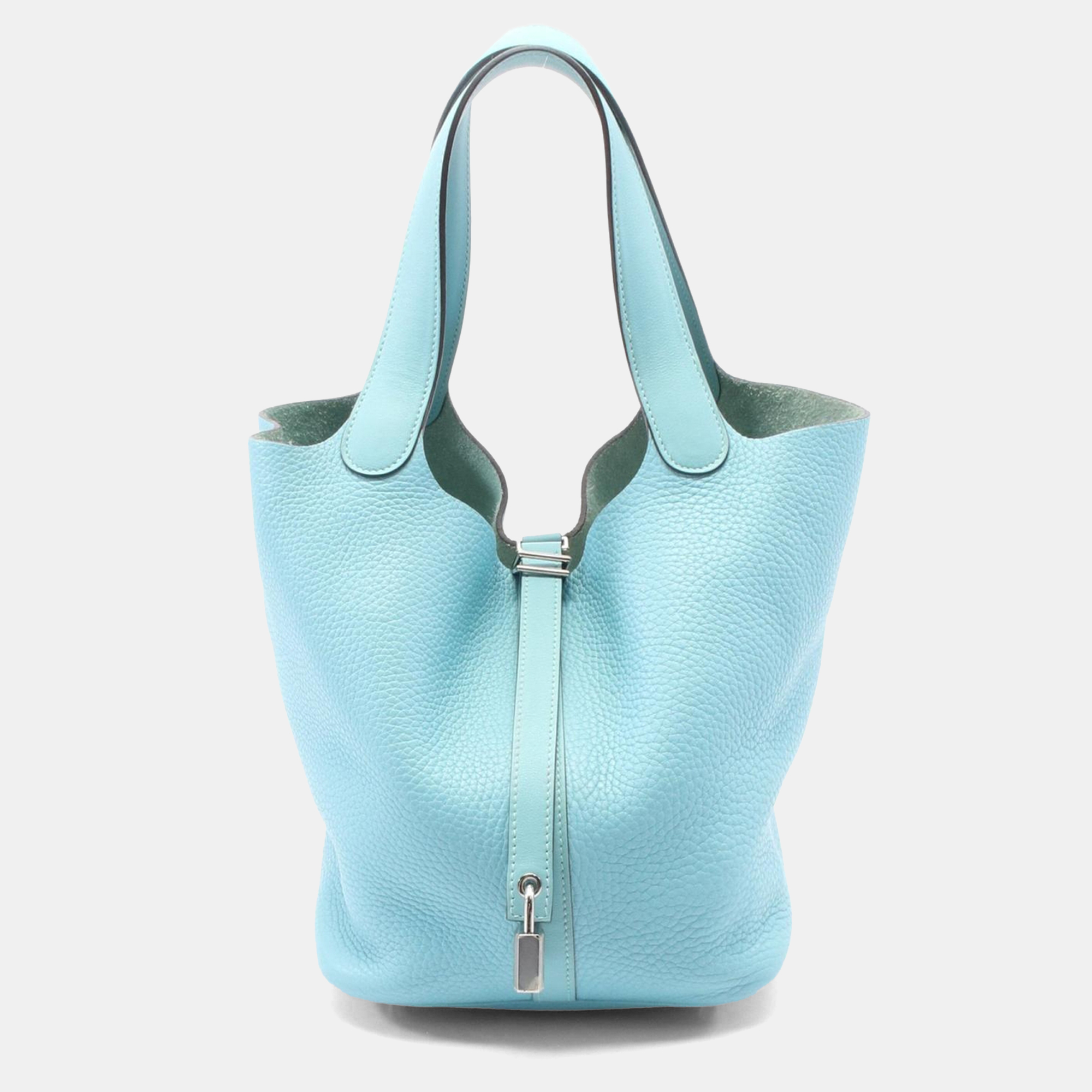 Hermes Blue Clemence Swift Leather Silver Hardware Picotin Lock 22
Hermes Blue Clemence Swift Leather Silver Hardware Picotin Lock 22