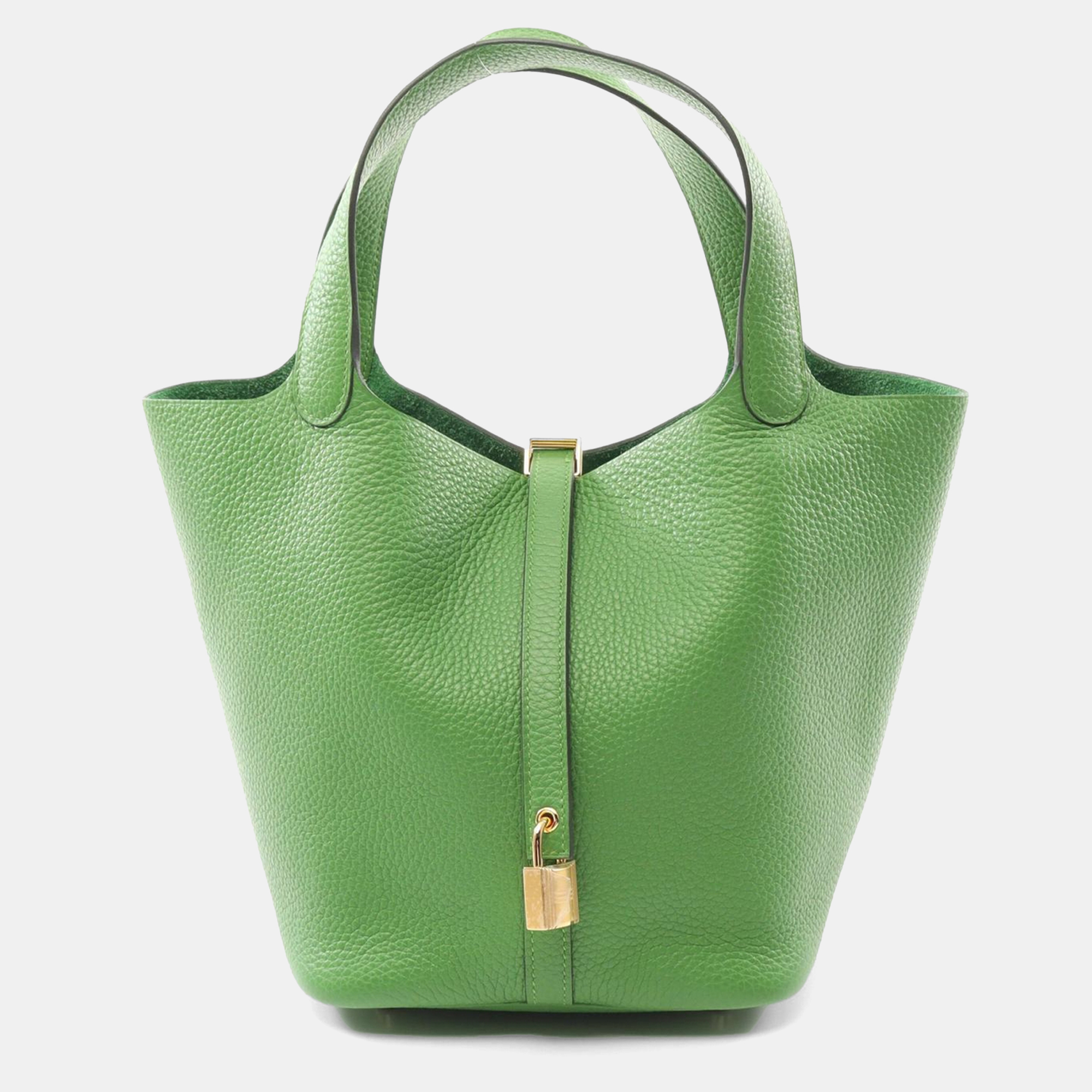 Hermes Vert Yucca Taurillon Clemence Gold Hardware Picotin Lock 22, Green
Hermes Vert Yucca Taurillon Clemence Gold Hardware Picotin Lock 22, Green