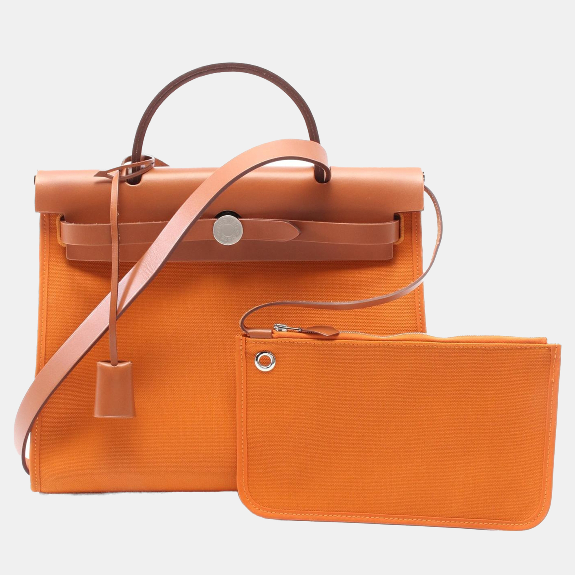 Hermes Orange Toile Military Canvas Leather Silver Hardware 2Way Herbag Zip 18
Hermes Orange Toile Military Canvas Leather Silver Hardware 2Way Herbag Zip 18