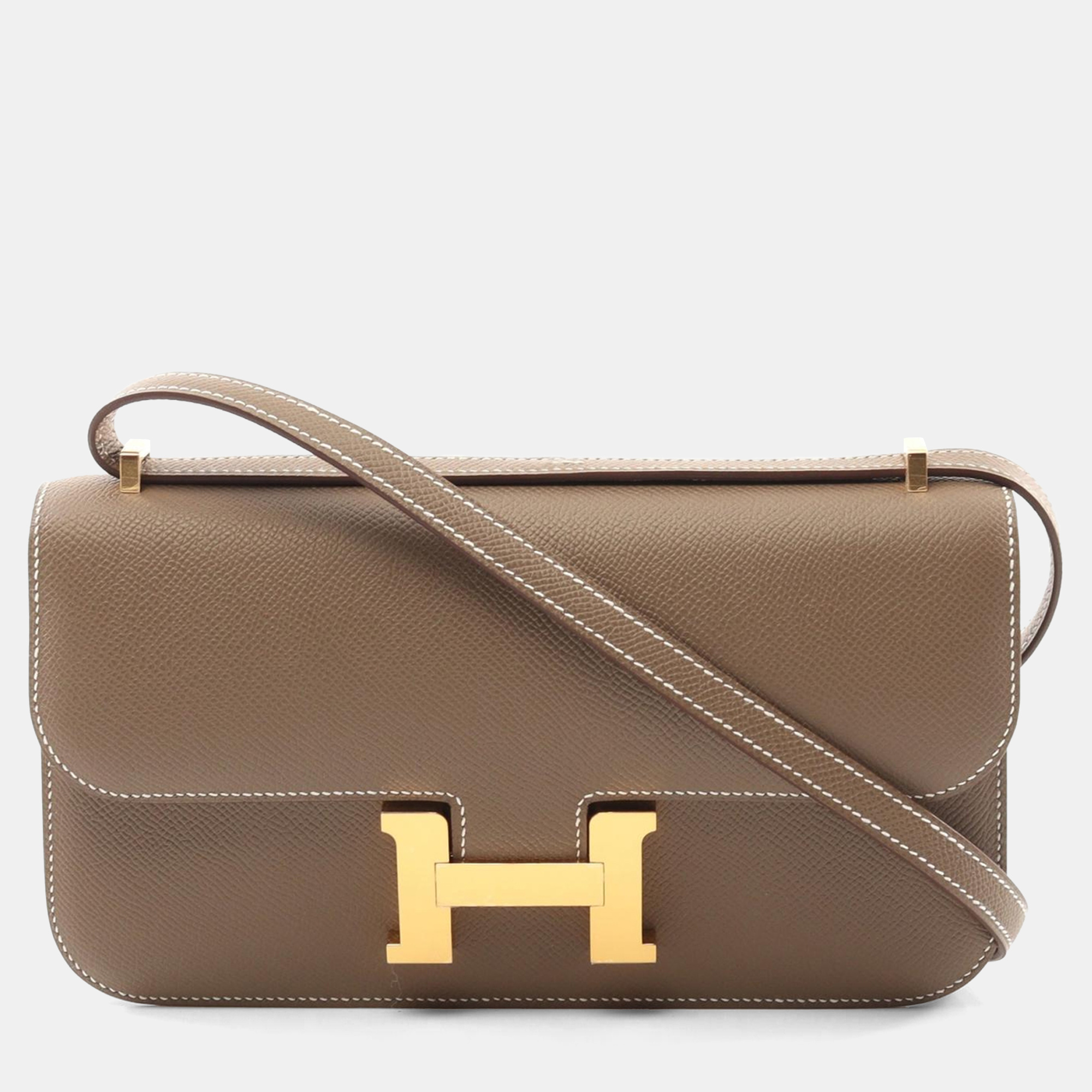 Hermes Etoupe Grey Epsom Leather Constance Elan Shoulder Bag, Brown
Hermes Etoupe Grey Epsom Leather Constance Elan Shoulder Bag, Brown