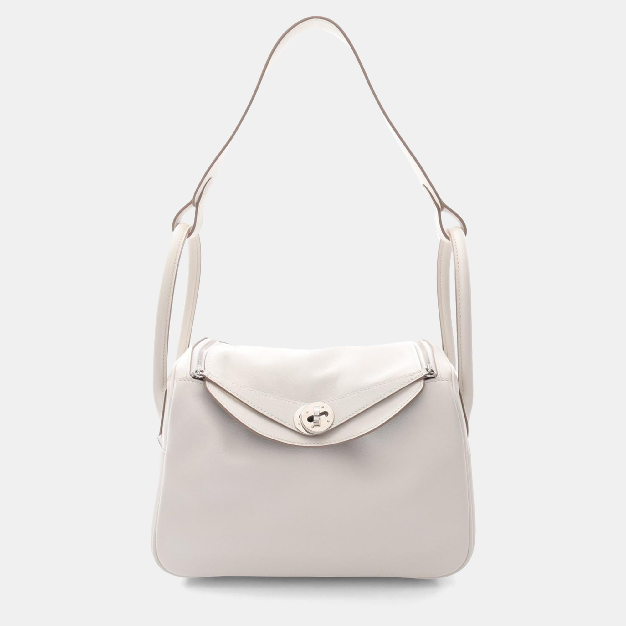 Hermes Gris Pale Swift Leather Lindy Verso Shoulder Bag 26, White
Hermes Gris Pale Swift Leather Lindy Verso Shoulder Bag 26, White
