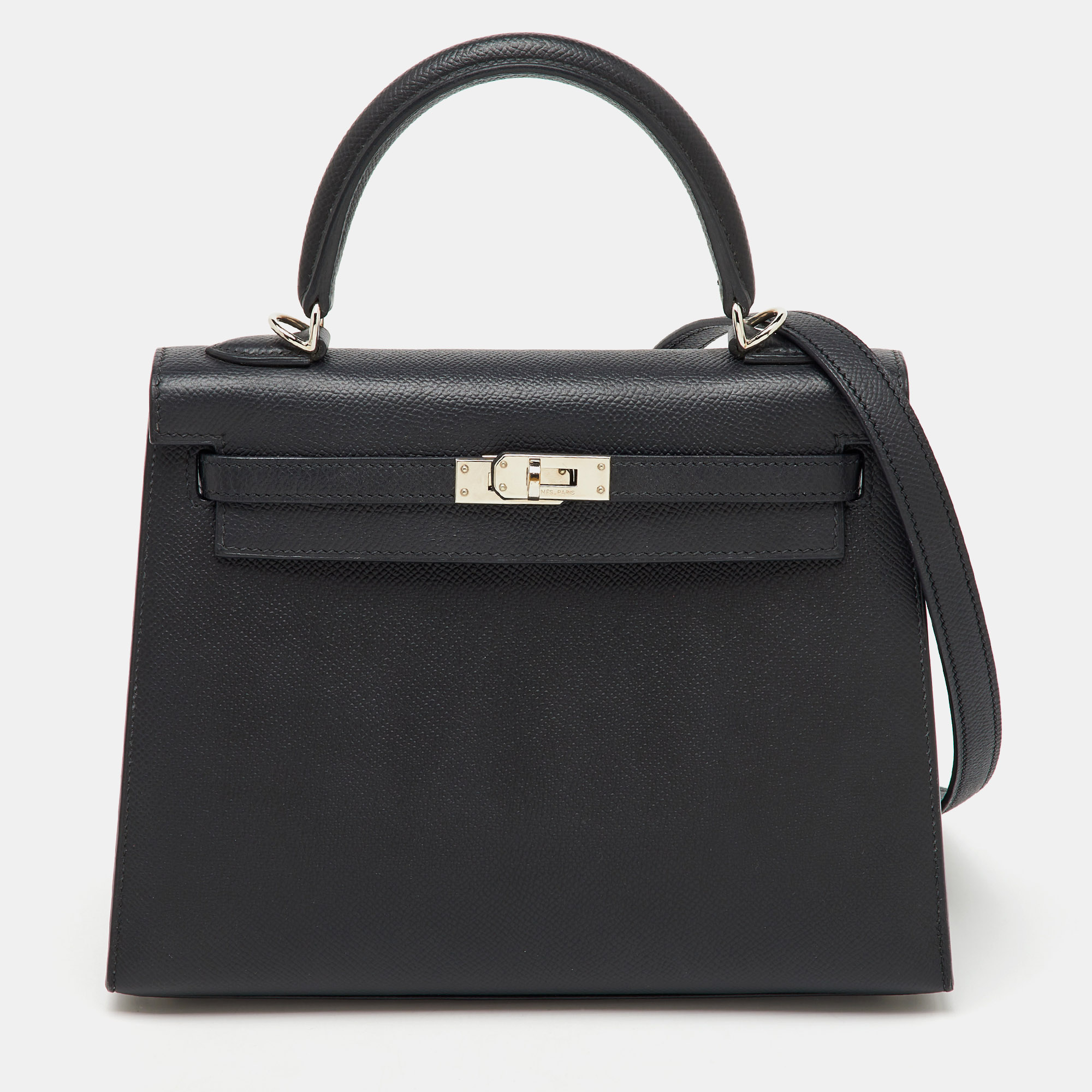 Hermes Black Epsom Leather Palladium Finish Kelly Sellier 25 Bag
Hermes Black Epsom Leather Palladium Finish Kelly Sellier 25 Bag
