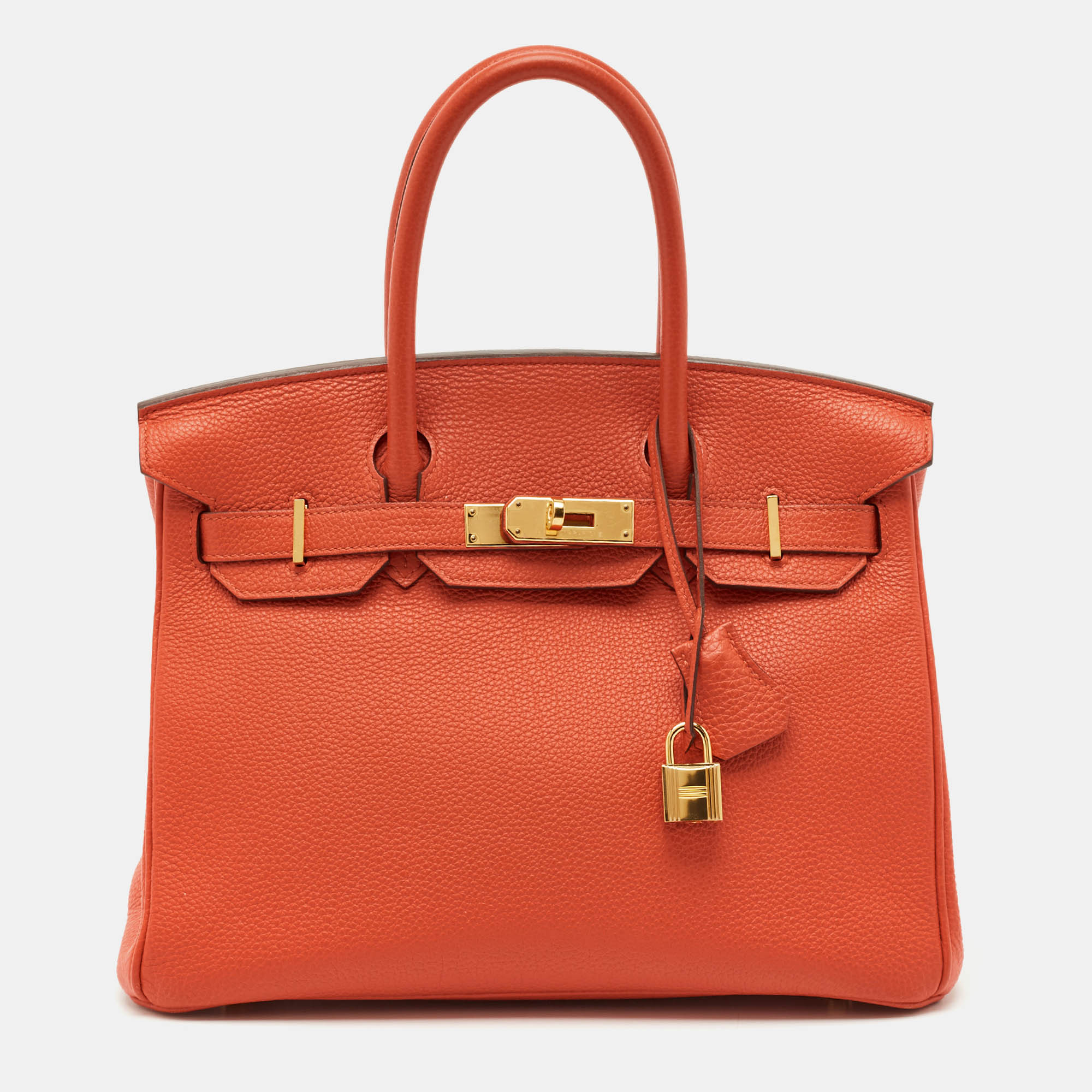 Hermès Capucine Togo Leather Gold Finish Birkin 30 Bag, Orange
Hermès Capucine Togo Leather Gold Finish Birkin 30 Bag, Orange