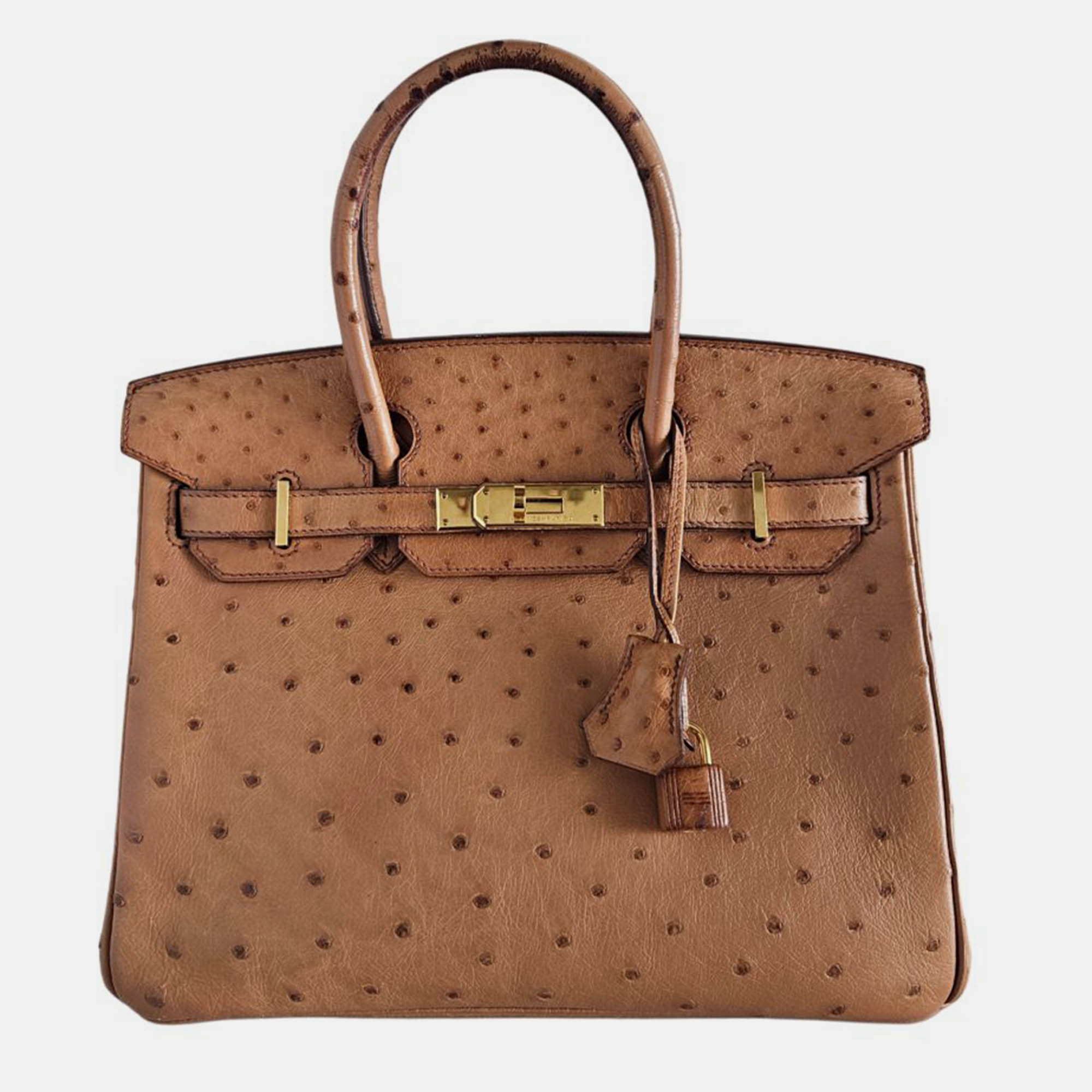Hermes Camel Ostrich Leather Gold Finish Birkin 30 Handbag, Brown
Hermes Camel Ostrich Leather Gold Finish Birkin 30 Handbag, Brown