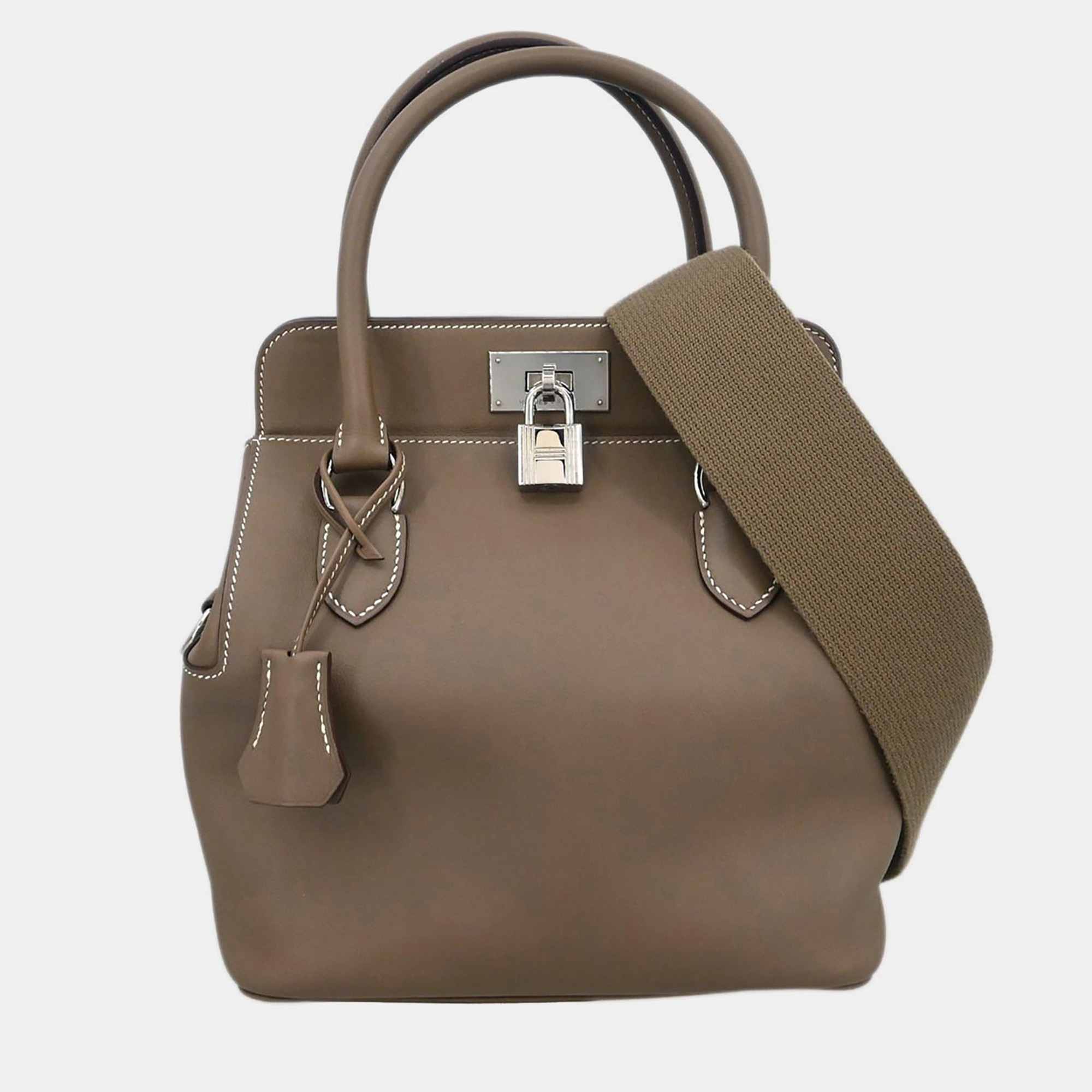 Hermes Etoupe Gray Veau Evercalf Toolbox 26 2way Handbag, Grey
Hermes Etoupe Gray Veau Evercalf Toolbox 26 2way Handbag, Grey