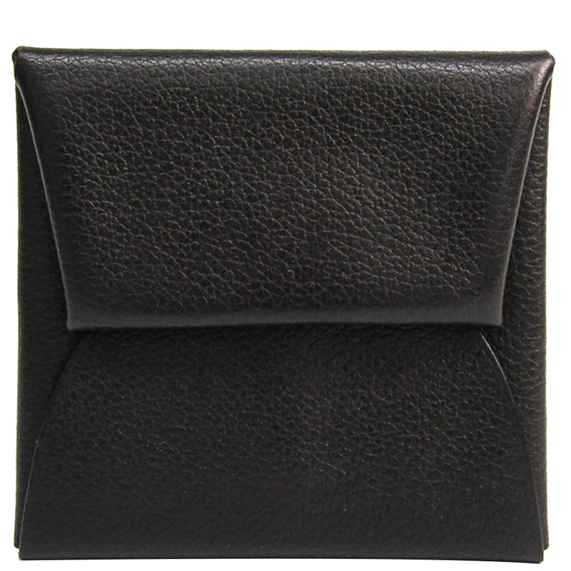 Image of Hermes Dark Brown Taurillon Clemence Leather Coin Purse