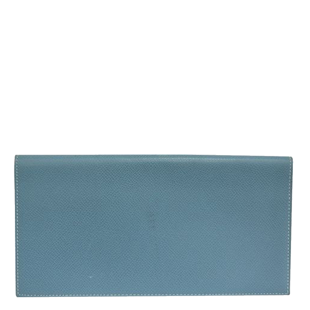 Image of Hermes Blue Leather Wallet