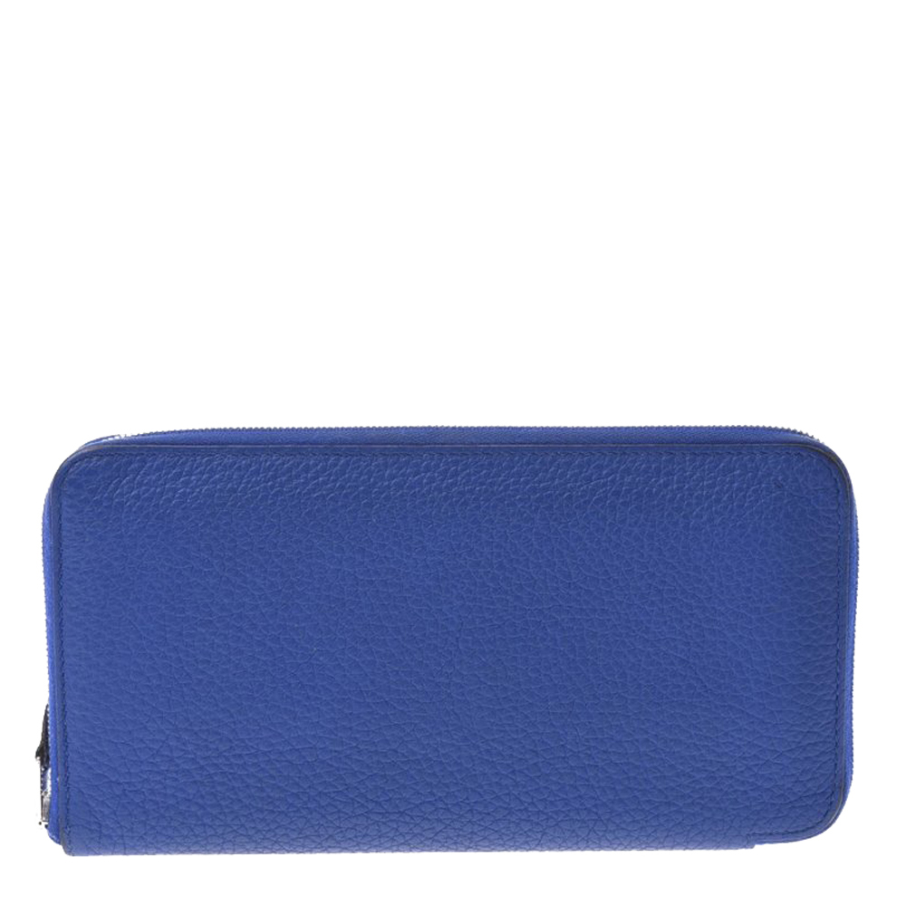 Image of Hermes Electric Blue Togo Leather Azap Classic Wallet