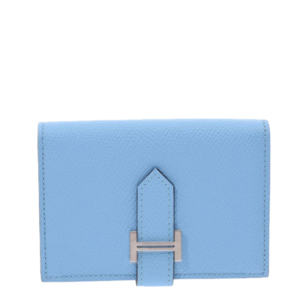 Image of Hermes Blue Epsom Leather Bearn Wallet