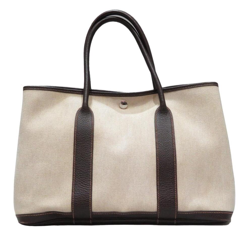 Image of Hermes Beige Canvas Garden Party PM Tote Bag