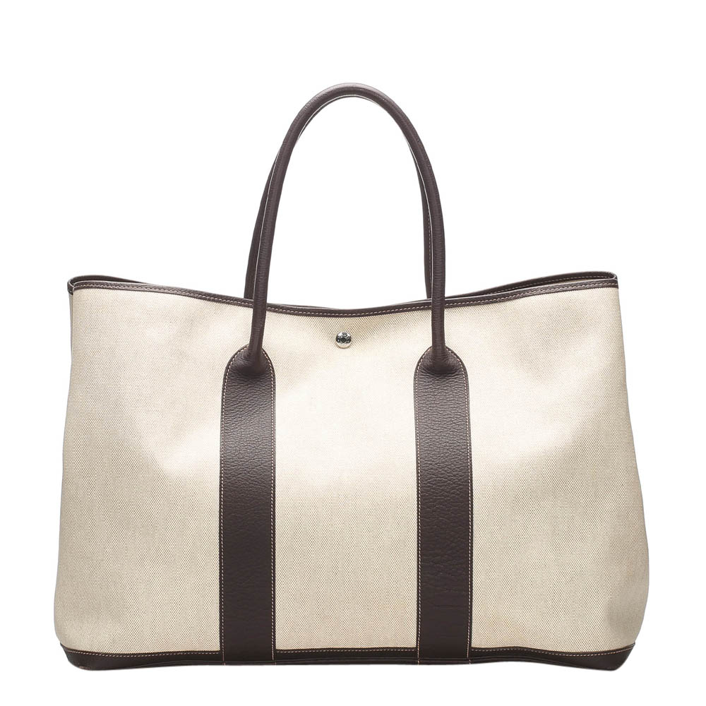 Image of Hermes Beige Canvas Garden Party GM Tote Bag