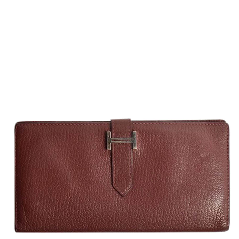 Image of Hermes Brown Chevre Leather Bearn Wallet