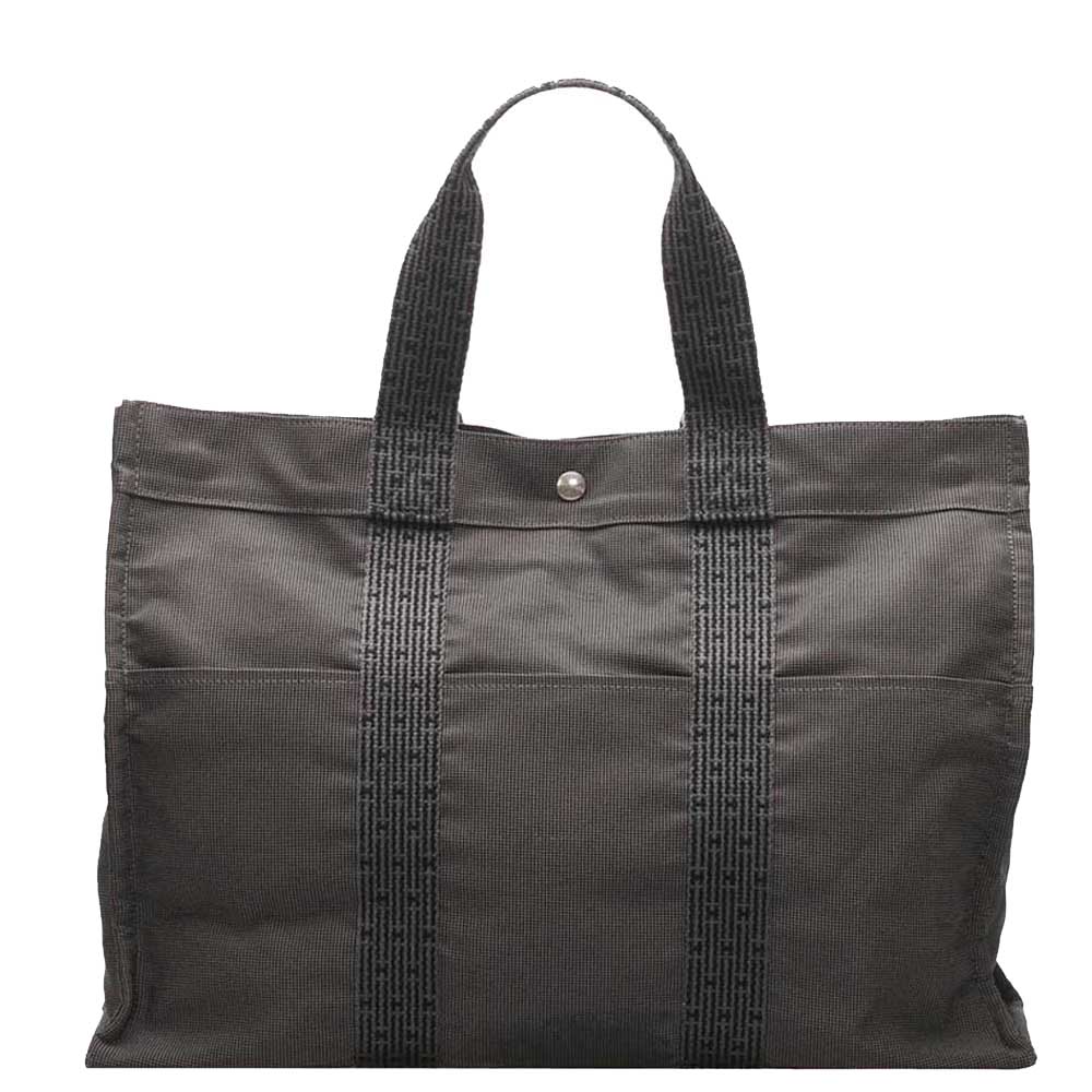 Image of Hermes Grey Toile Canvas Fourre Tout GM Tote Bag