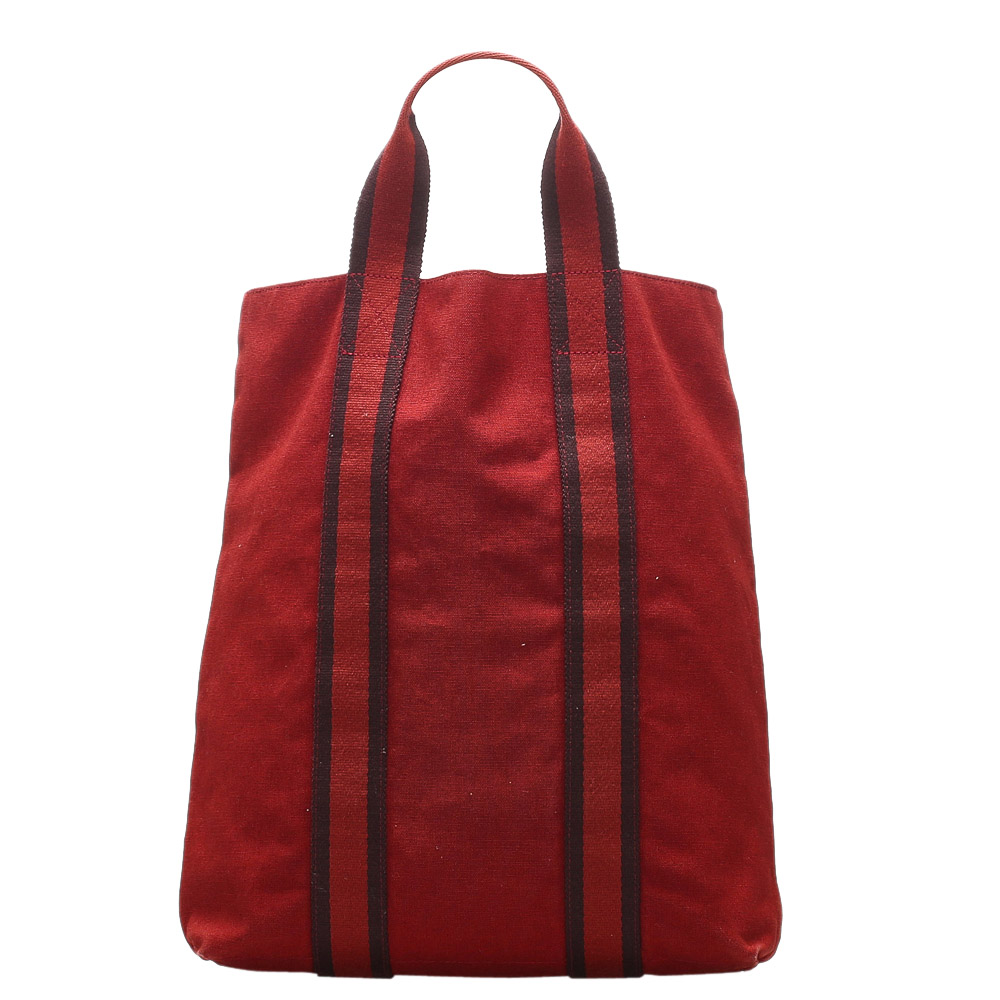 Hermes Red Canvas Fourre Tout Cabas bag