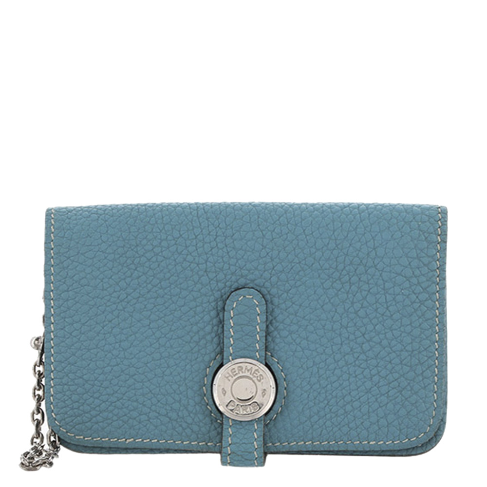 Hermes Blue Leather Dogon Coin Pouch