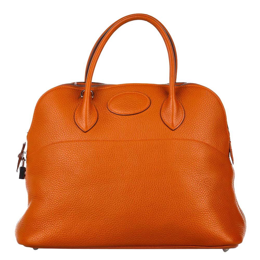 Hermes Orange Clemence Leather Bolide 35 Bag