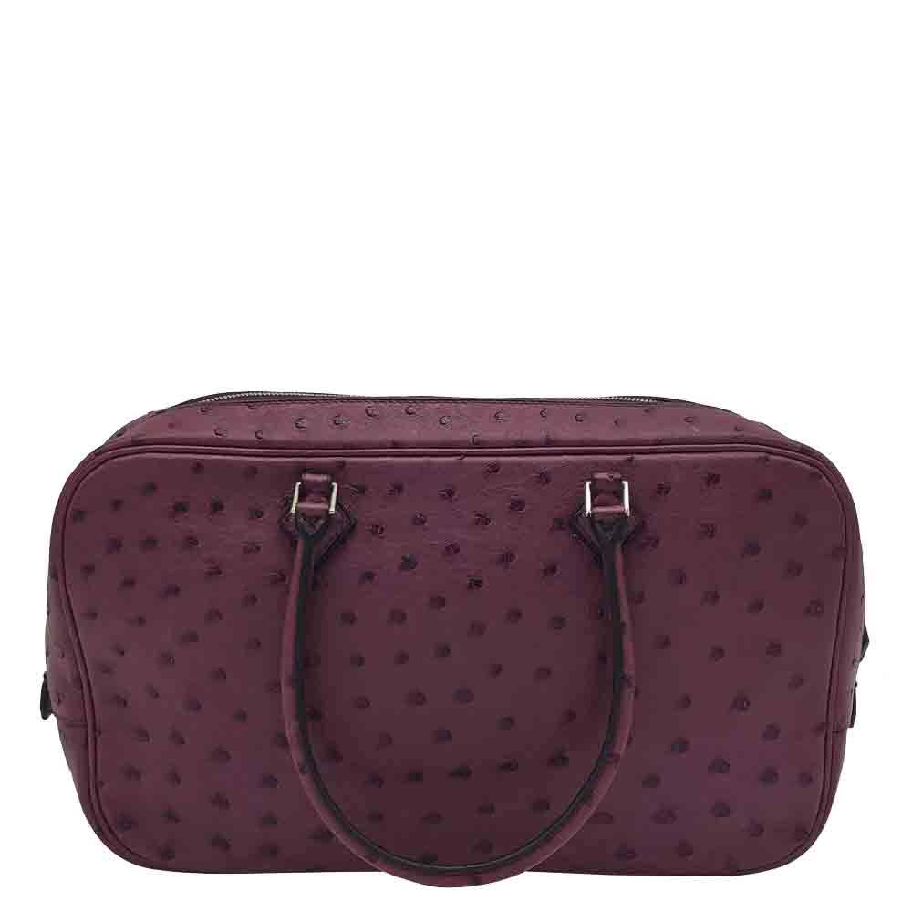 Hermes Purple Medium Exotic Leather Plume Satchel Bag