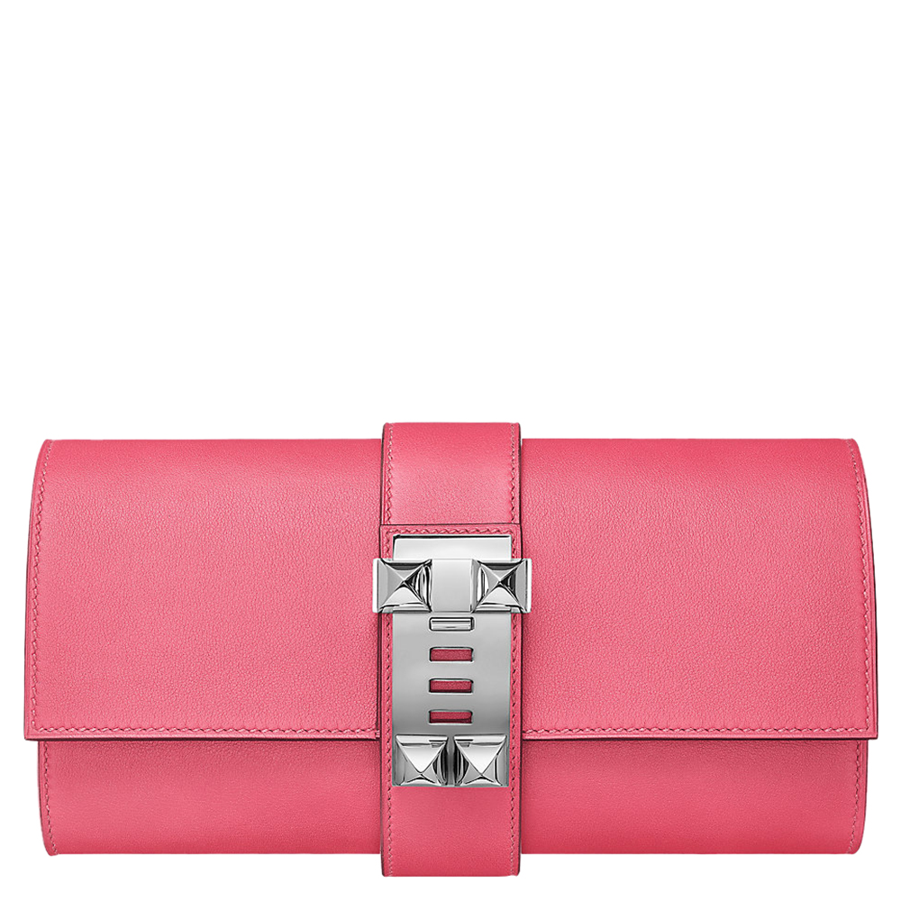 Hermès Pink Leather Medor Clutch Bag