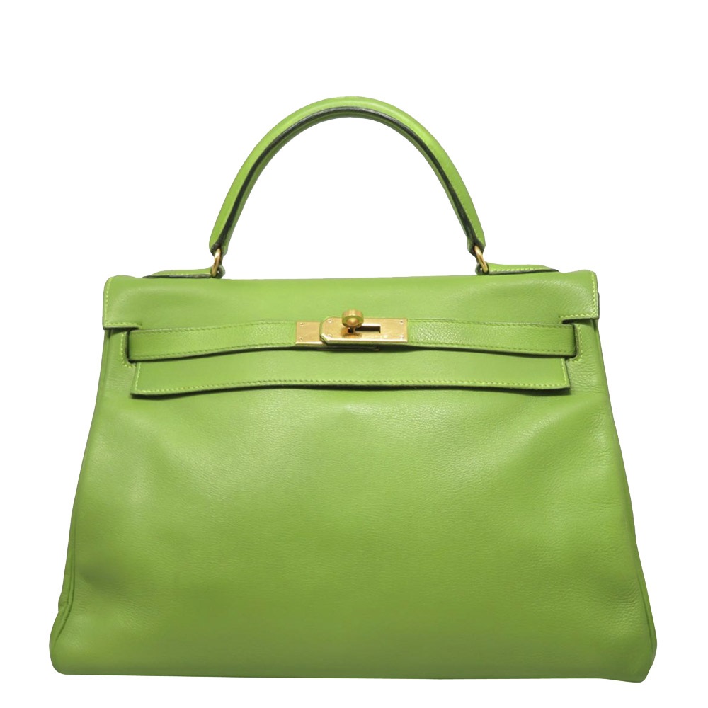 Hermes Green Gulliver Leather Gold Hardware Kelly 32 Bag