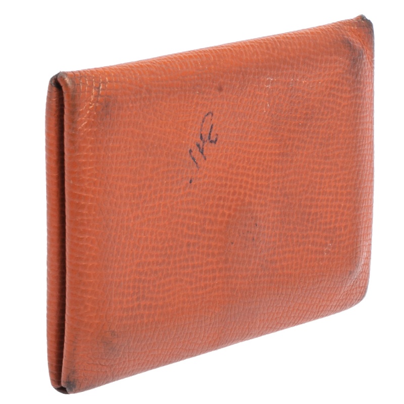 Hermès  Orange Epsom Leather Calvi Card Holder