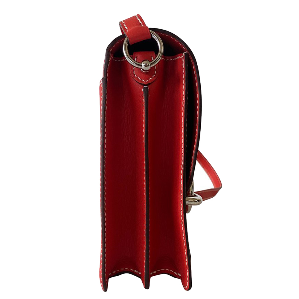 Hermes Red Leather Sac Roulis 23 Shoulder Bag