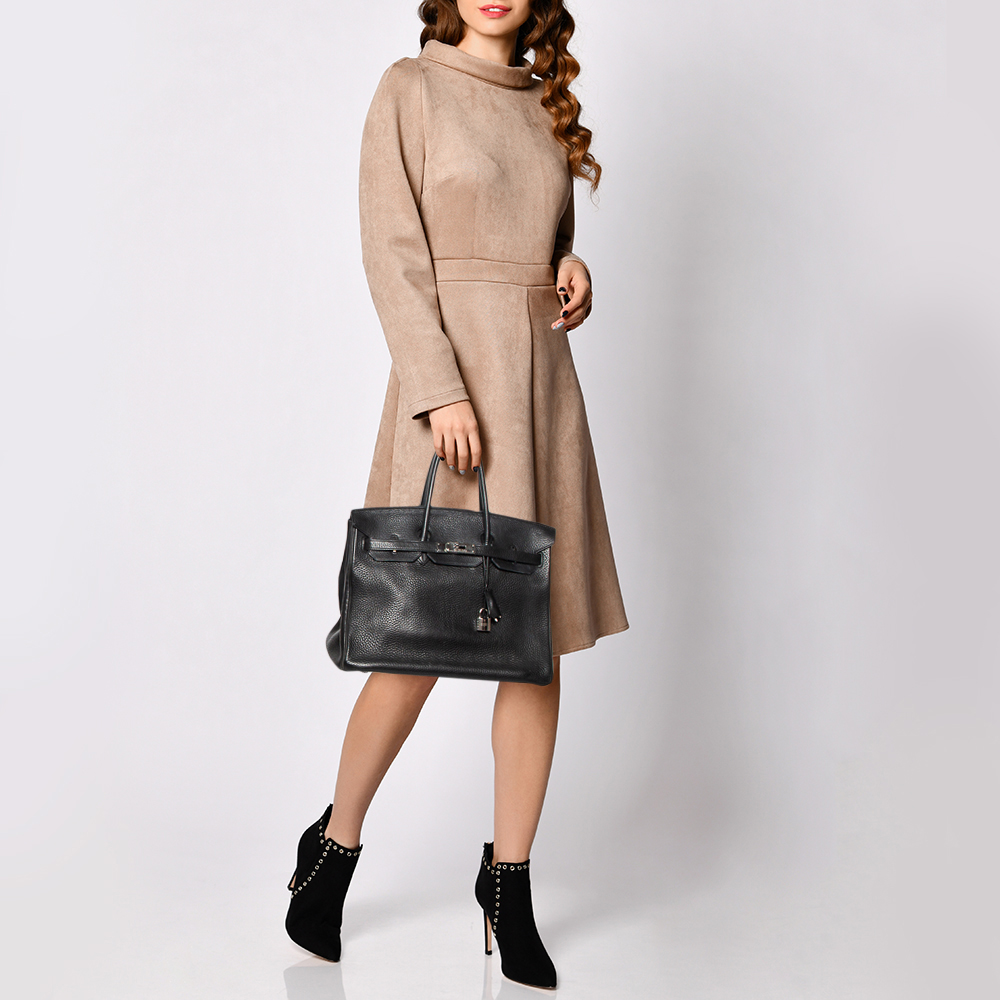 Hermes Noir Taurillon Clemence Leather Palladium Plated Birkin 35 Bag, Black
Hermes Noir Taurillon Clemence Leather Palladium Plated Birkin 35 Bag, Black