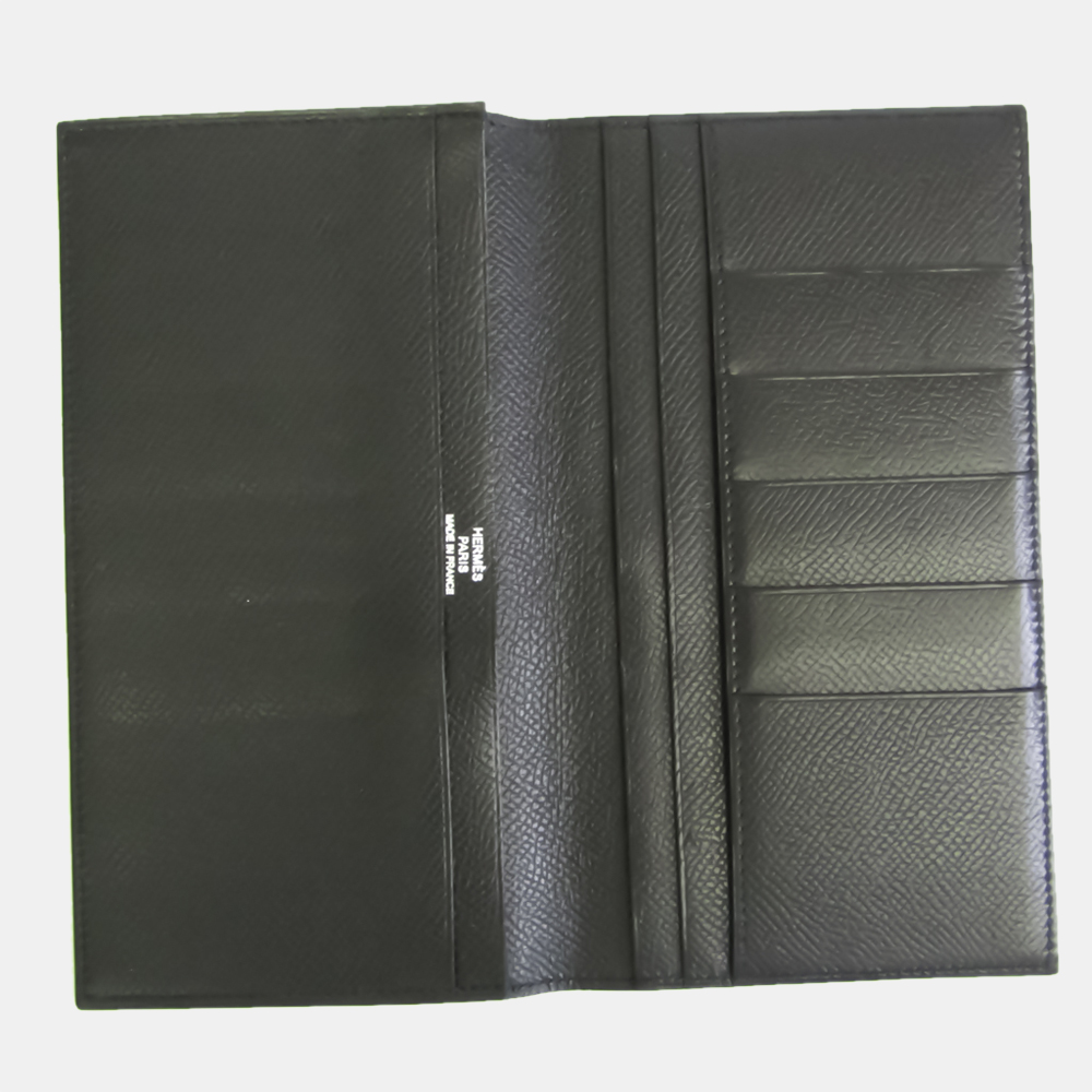 

Hermes MC2 Fleming Unisex Epsom Leather Long Bill Wallet (bi-fold) Blac BF544822, Black