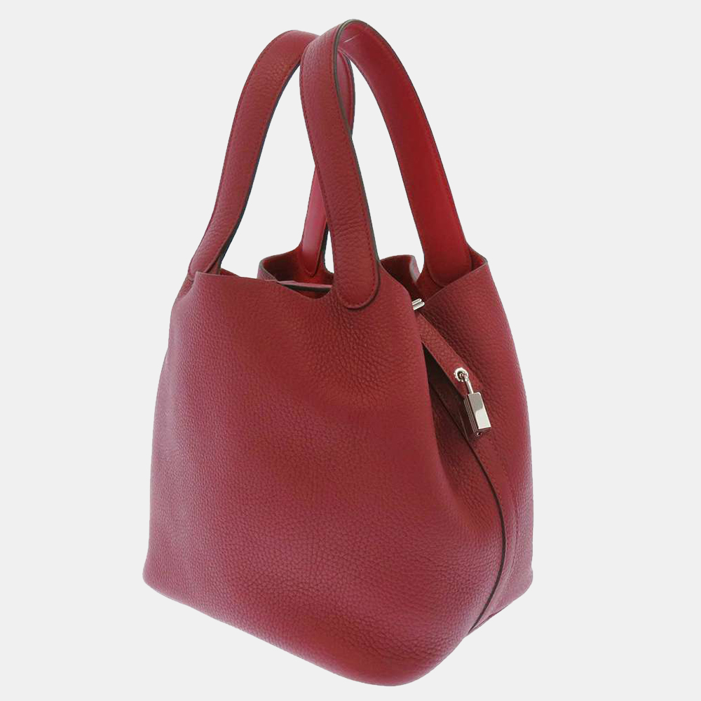 Hemes Red Taurillon Clemence Veau Swift Leather Picotin Lock MM Tote Bag 
Hemes Red Taurillon Clemence Veau Swift Leather Picotin Lock MM Tote Bag