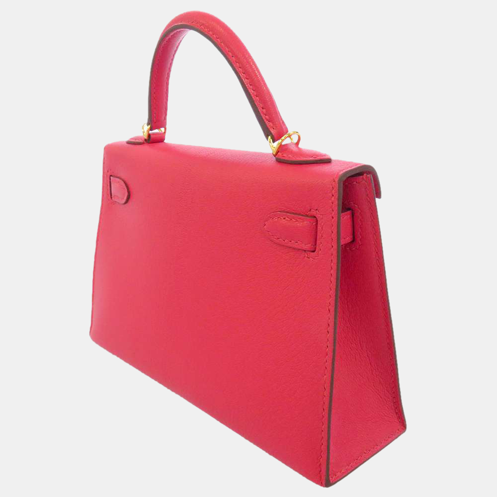 Hermes Pink Chevre Myzore Leather Gold Hardware Mini Kelly Sellier II Bag
Hermes Pink Chevre Myzore Leather Gold Hardware Mini Kelly Sellier II Bag