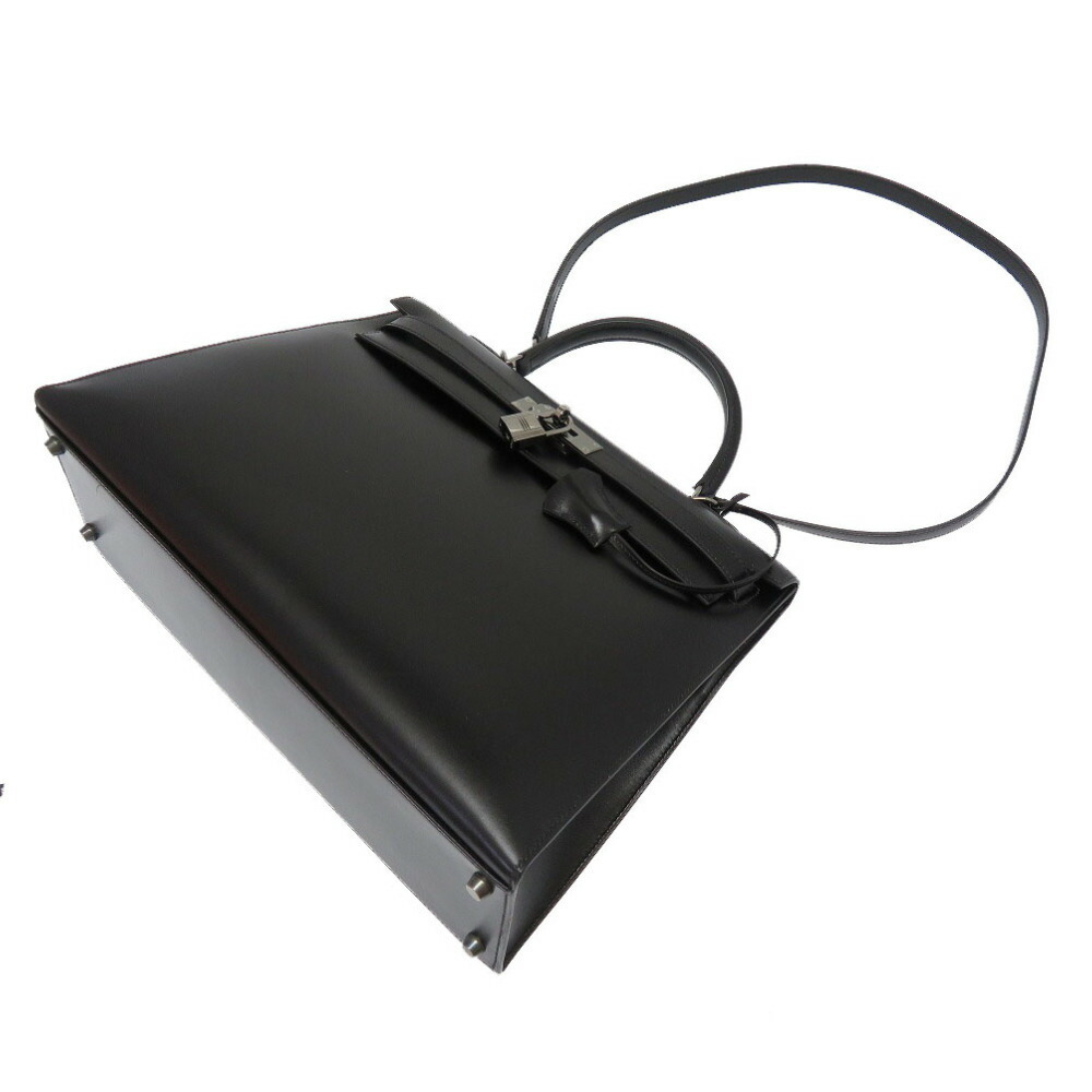 Hermes Kelly 35 Outer Sewn Box Calf Muffler Black Ruthenium Metal Fittings â–¡ G Engraved Handbag Bag 0023 HERMES