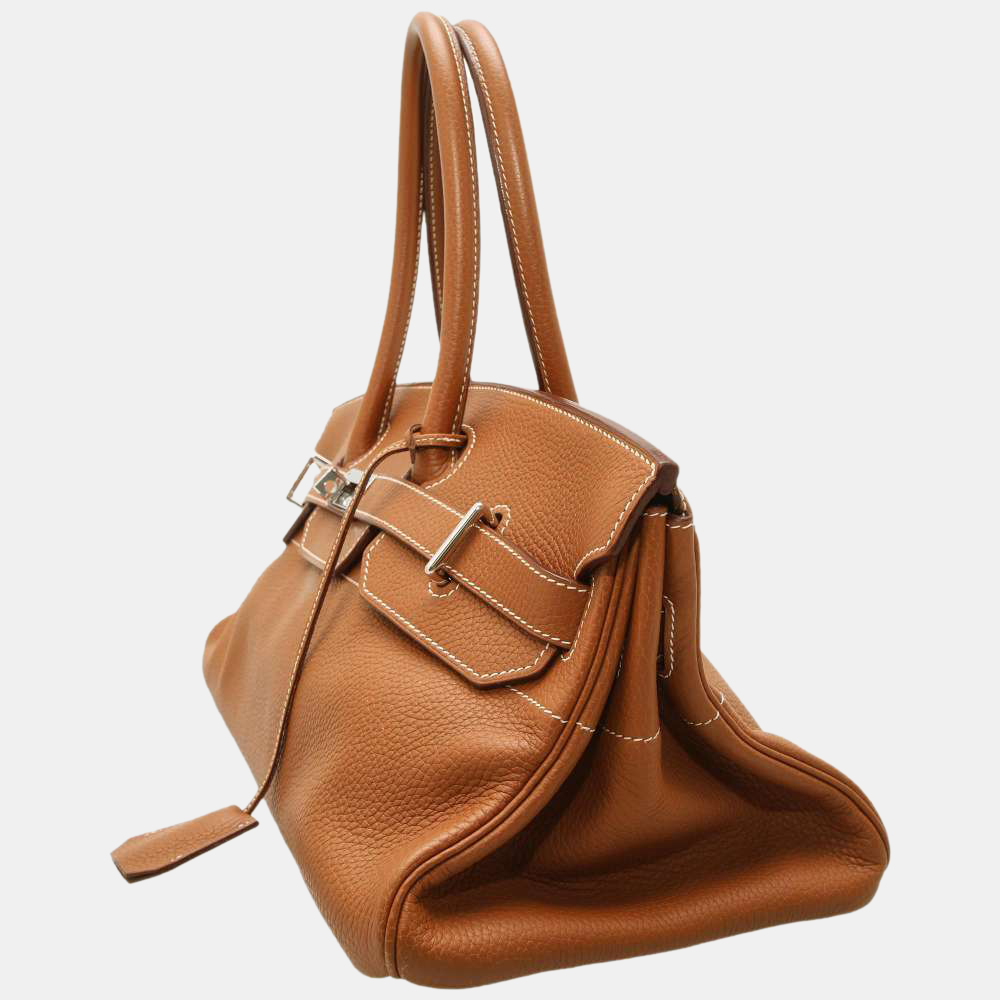 Hermes Gold Taurillon Clemence Leather Palladium Hardware Shoulder Birkin Bag
Hermes Gold Taurillon Clemence Leather Palladium Hardware Shoulder Birkin Bag