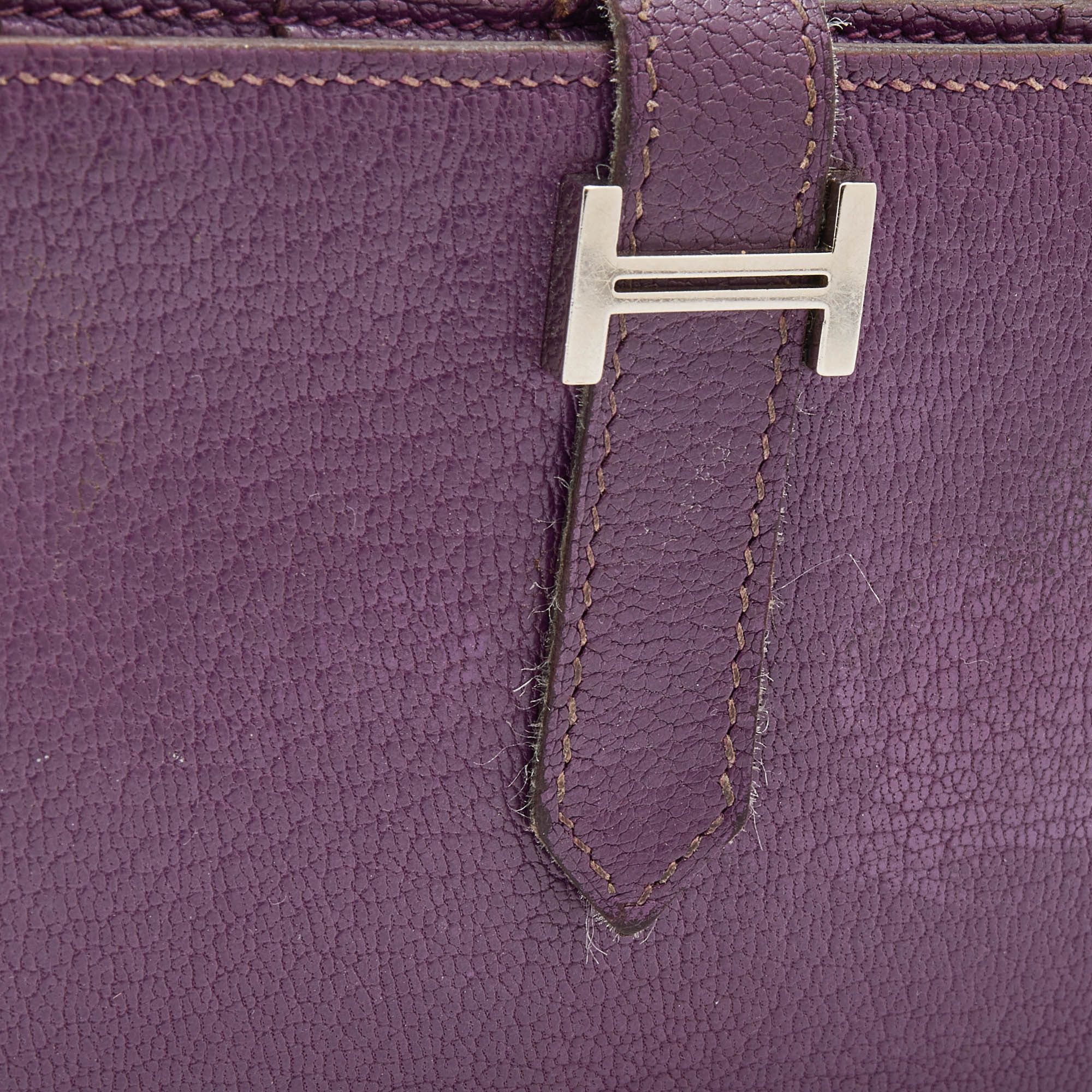 Hermès  Cyclamen Chevre Mysore Leather Palladium Finish Bearn Wallet