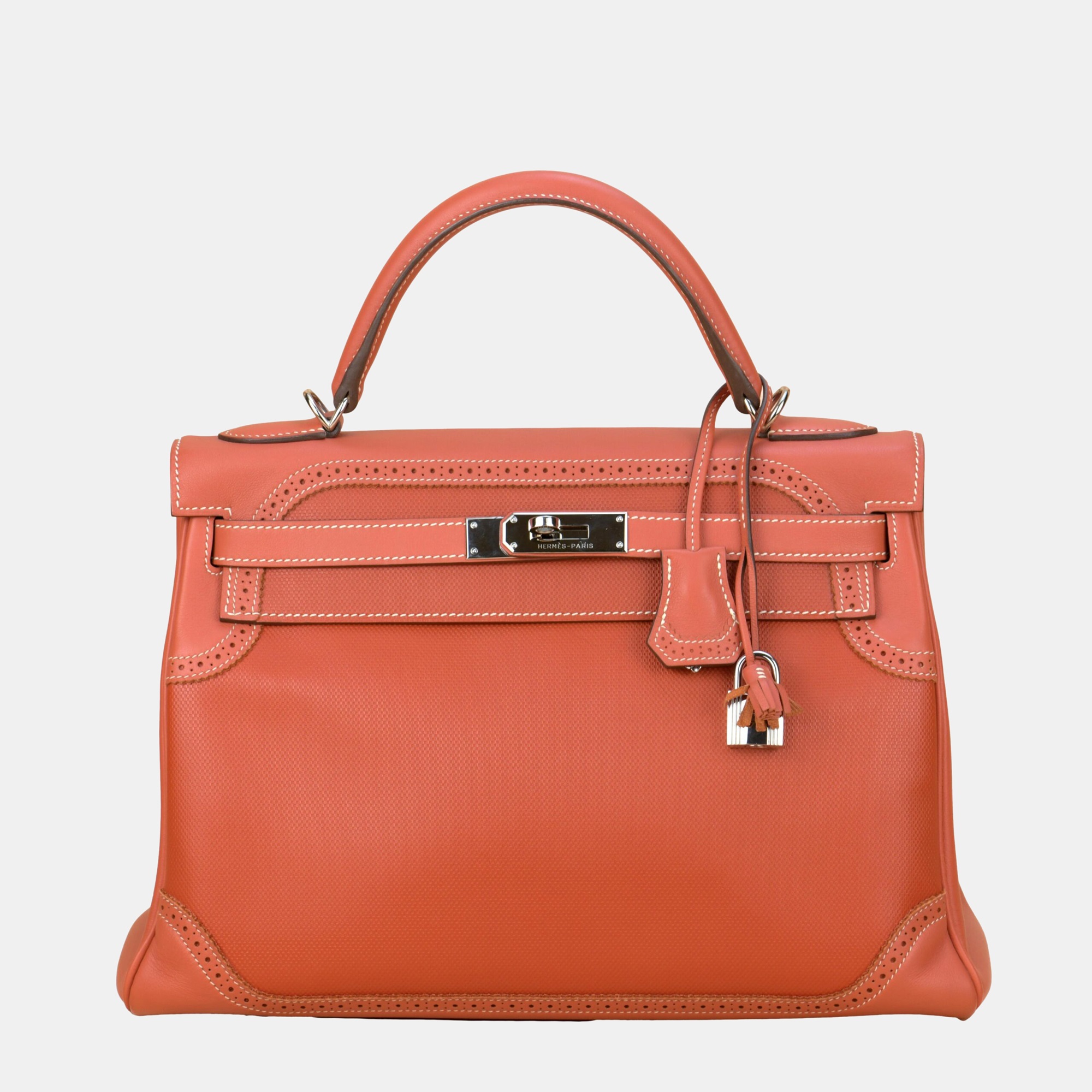 Hermes Sanguine Swift Leather Palladium Hardware Ghillies Retourne Kelly 32 Bag