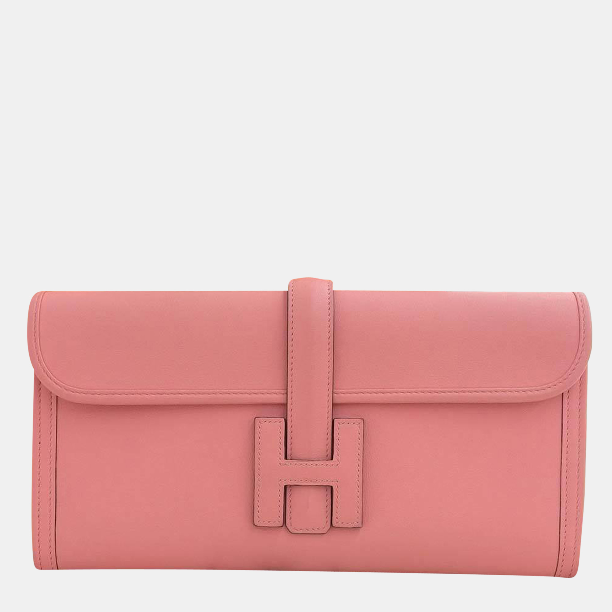 Hermes Jije Elan 29 Clutch Bag Swift Pink D Engraved