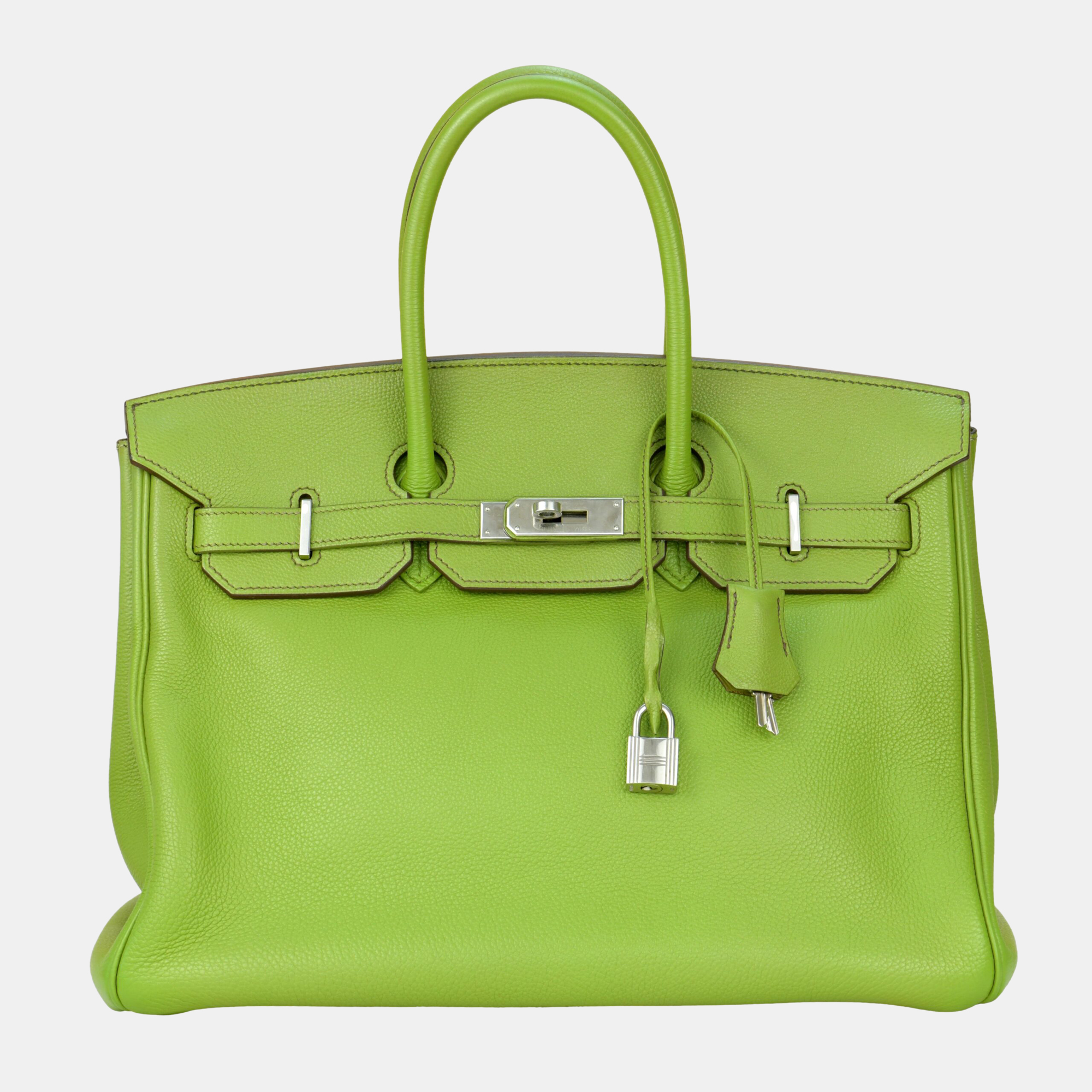 Hermes anise green togo leather birkin 35cm with silver hardware