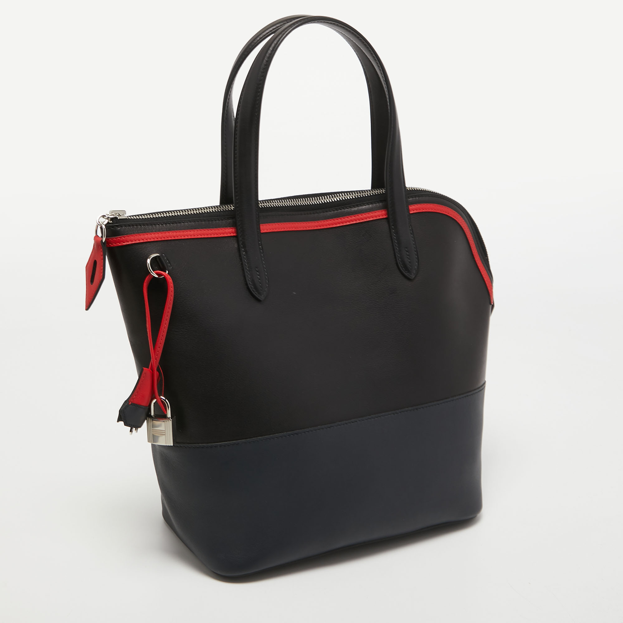 Hermes Black/Bleu Nuit/Rouge Evercolor And Swift Leather Transat Sailor Bag