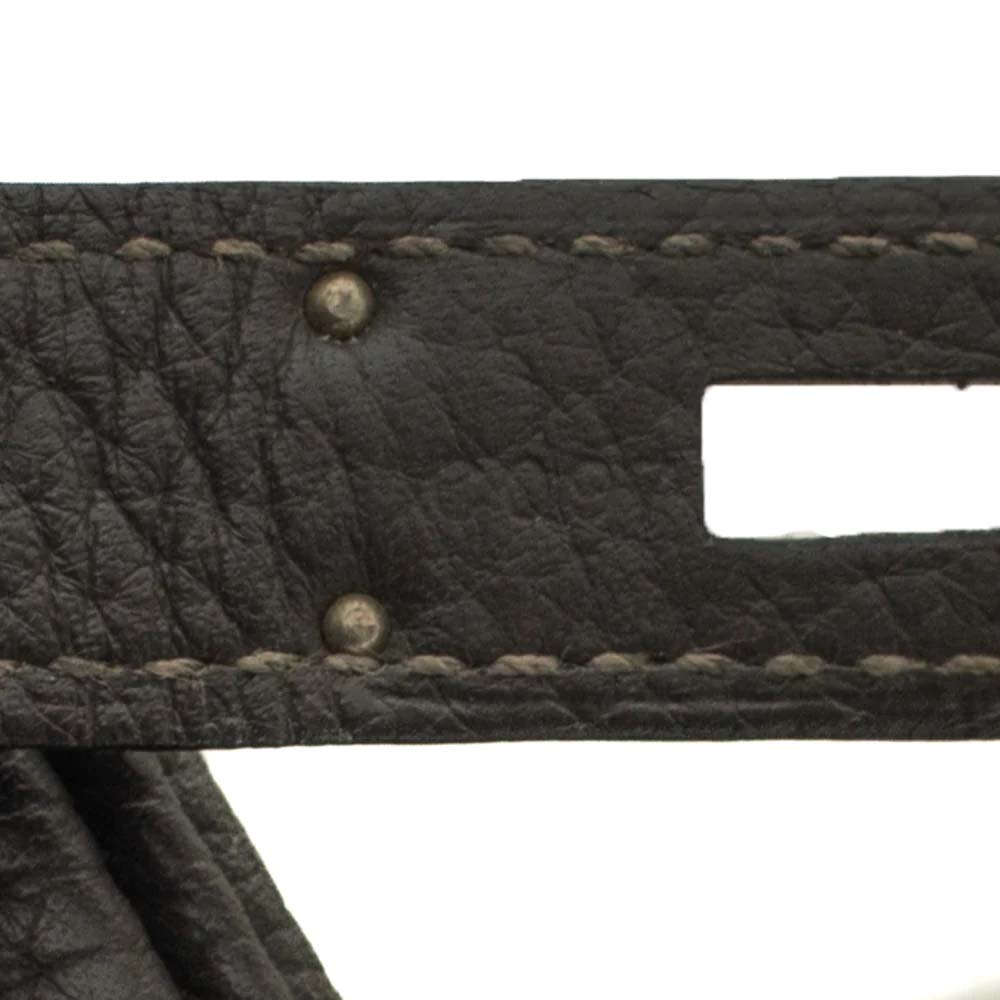 Hermes Grey Leather Palladium Hardware Clemence Leather Birkin 35 Bag