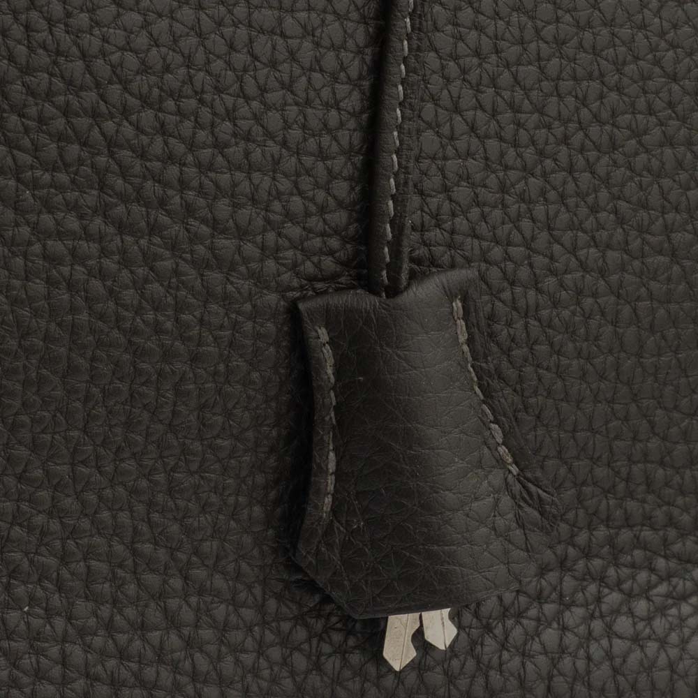 Hermes Grey Leather Palladium Hardware Clemence Leather Birkin 35 Bag