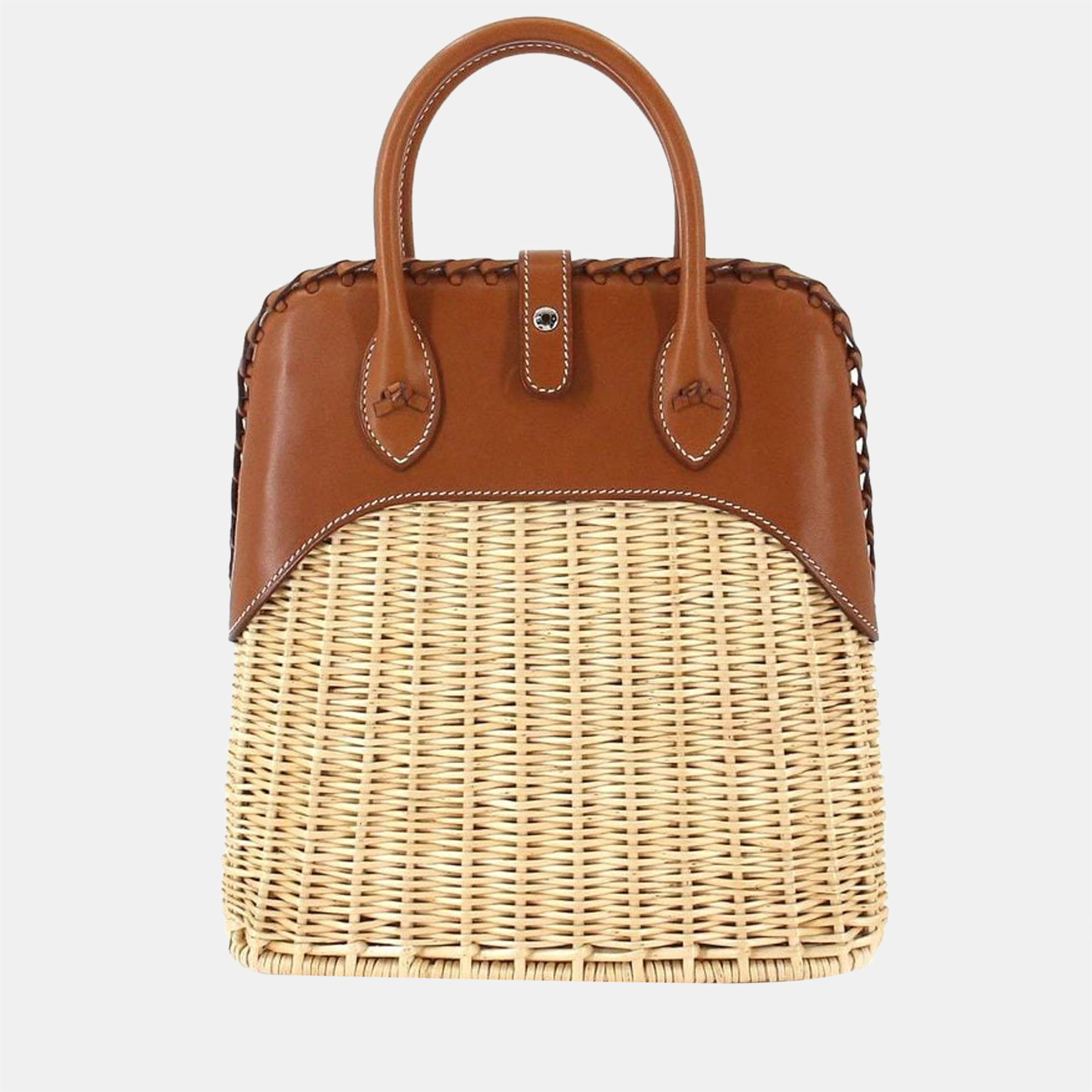 Hermes bolide picnic hand bag barenia willow forbe natural a engraved silver hardware