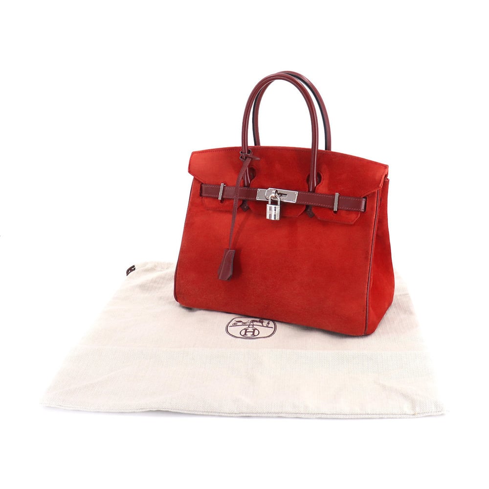 Hermes Birkin 30 Hand Bag Dobris Box Calf Red Rouge Ash K Engraved Silver Metal Fittings