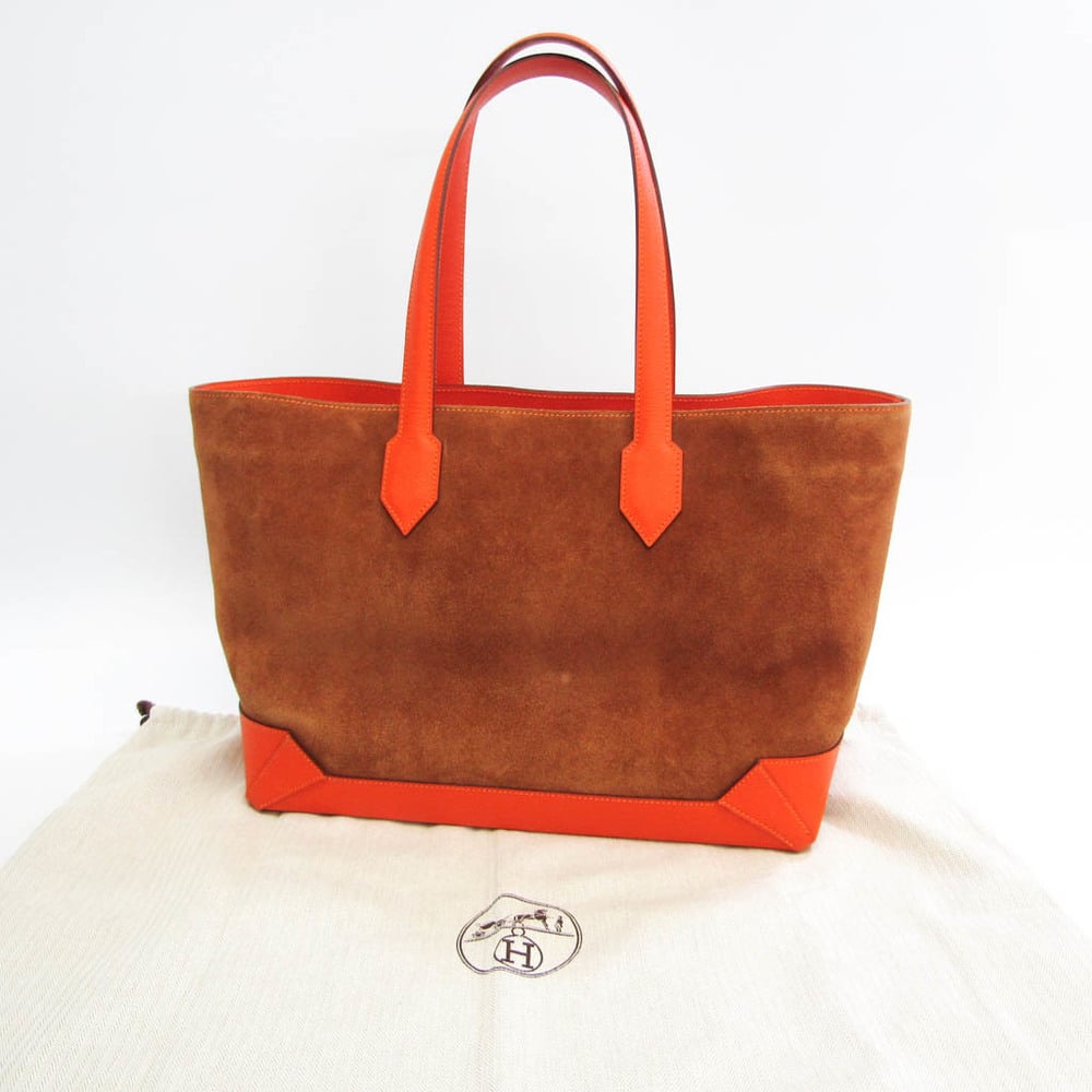 Hermes Maxi Box Cabas 36 Women's Epsom Leather,Suede Tote Bag Brown,Ora BF559261
