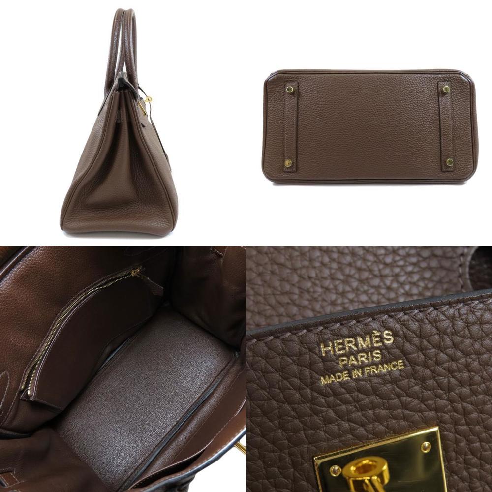 Hermes Birkin 30 Dark Brown Handbag Taurillon Ladies