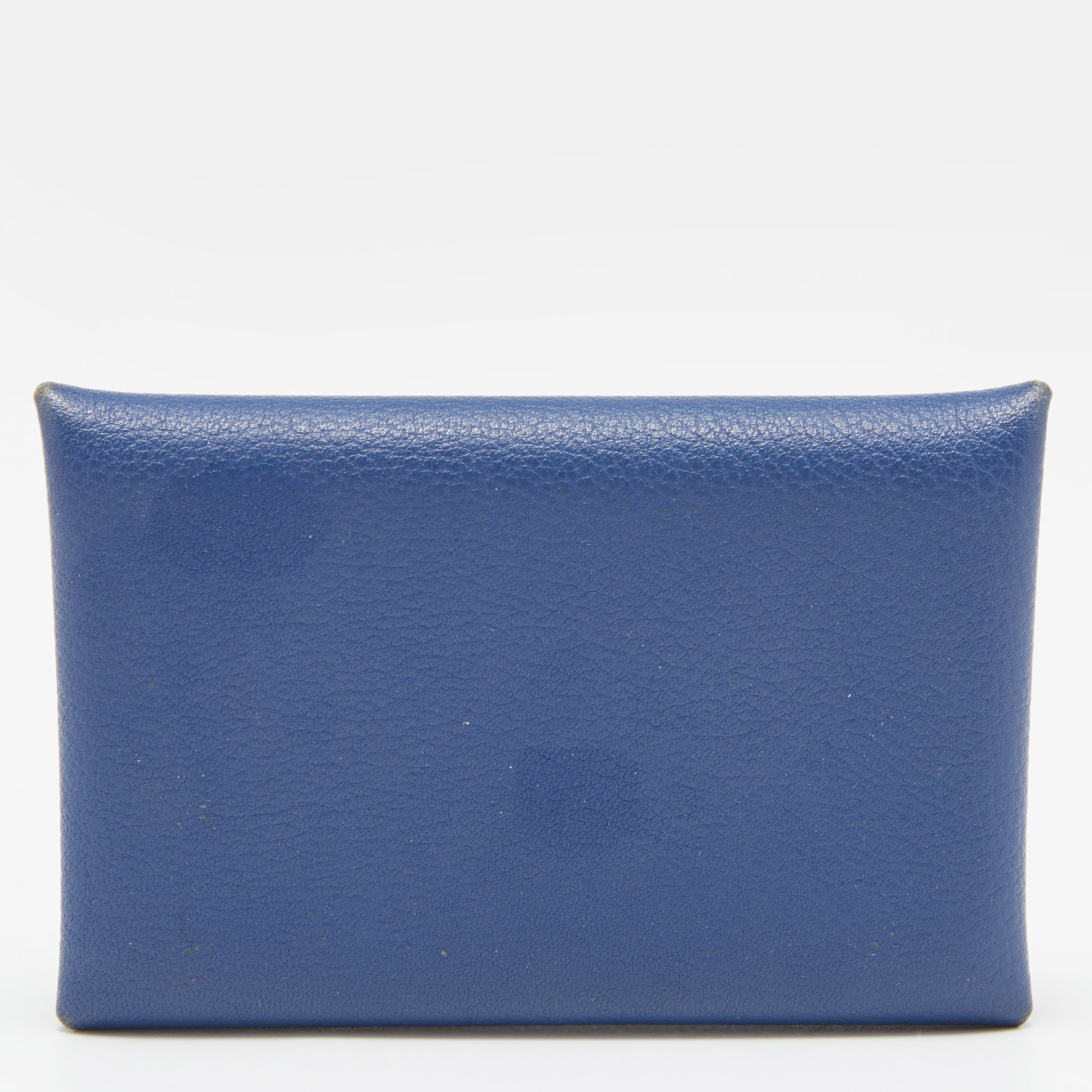 Hermes Deep Bleu Chevre Mysore Leather Calvi Card Holder
