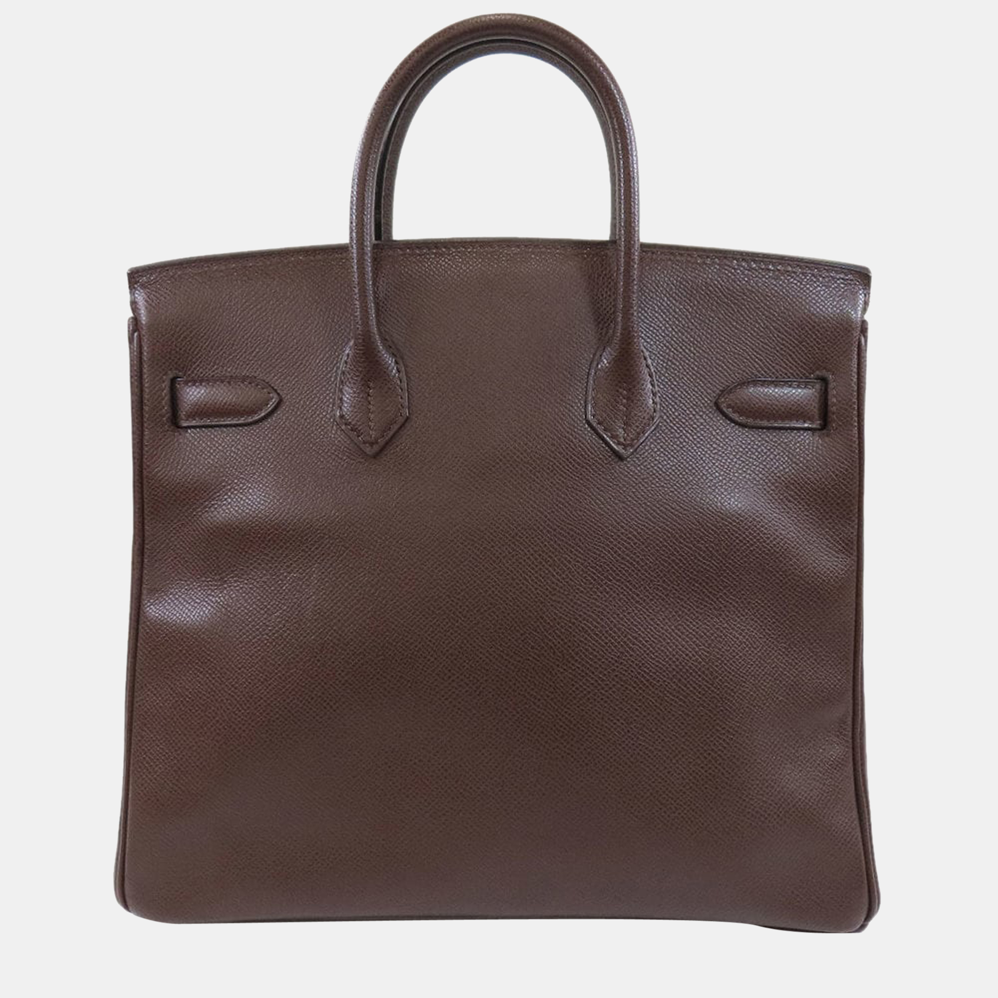 Hermes Hauta Croix 28 Dark Brown Handbag Epson Ladies