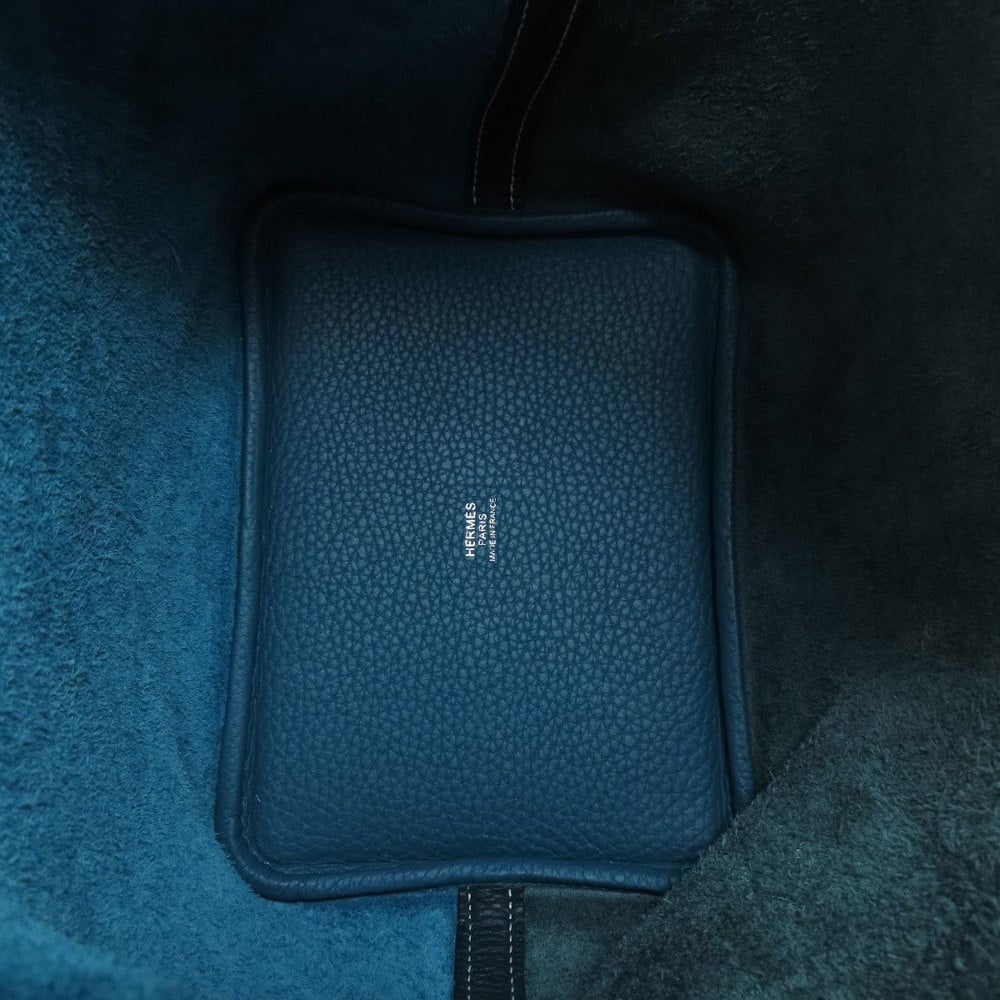 Hermes Picotin Lock PM Corvert Blue Orage Handbag Taurillon Women's