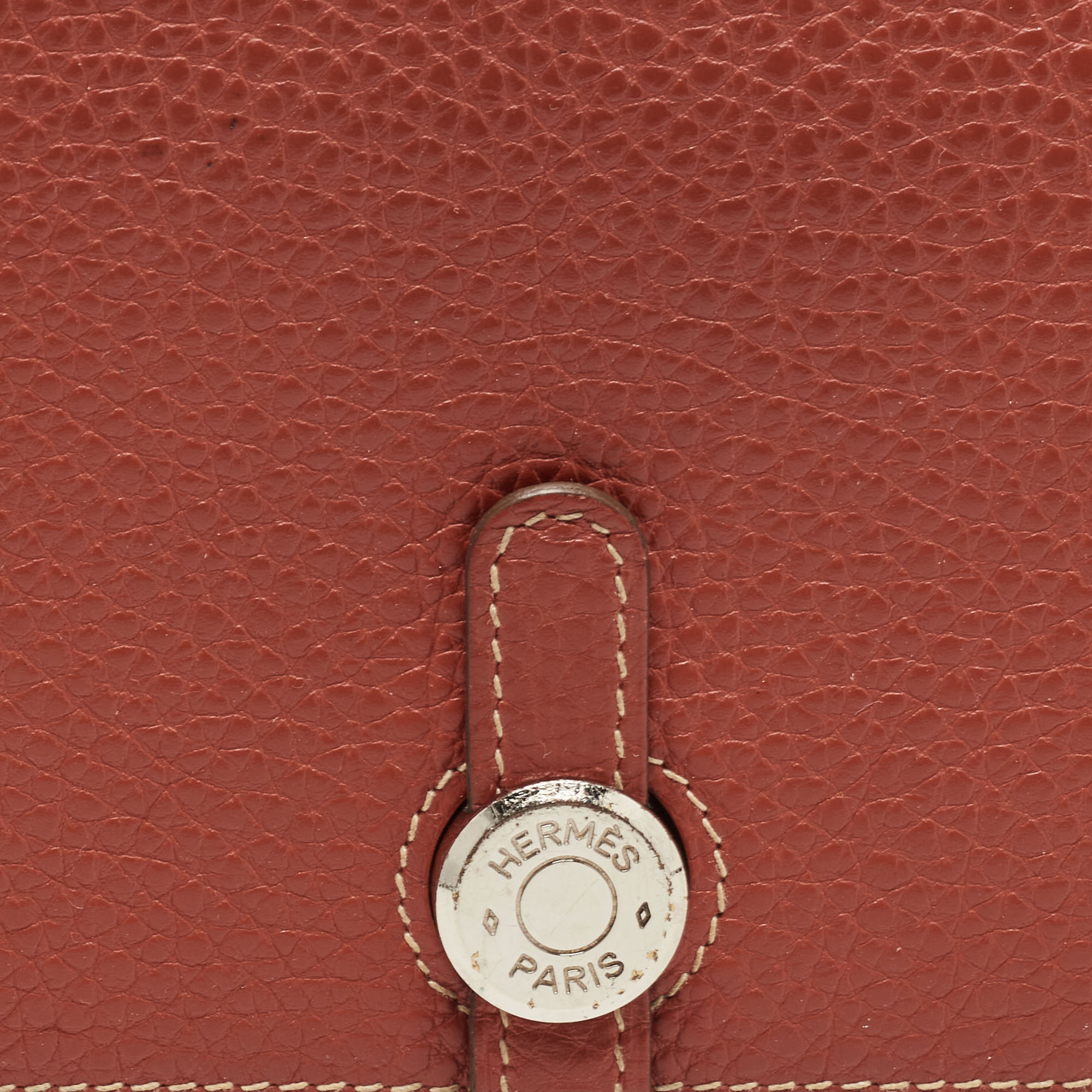 Hermes Sanguine Taurillion Clemence Leather Dogon Wallet