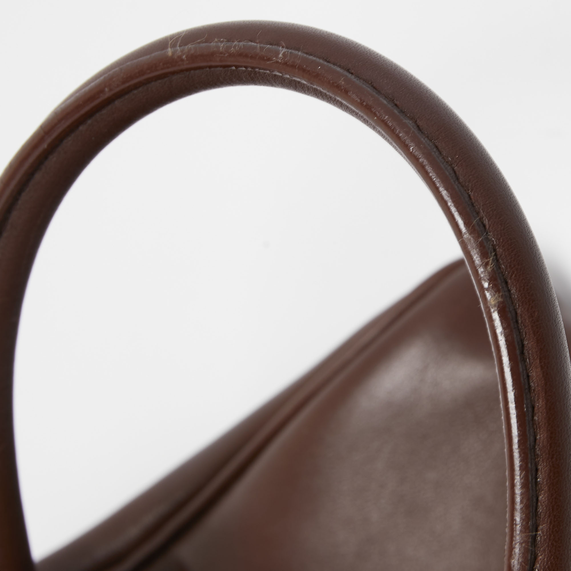 Hermes Chocolate Swift Leather Palladium Finish Lindy 34 Bag