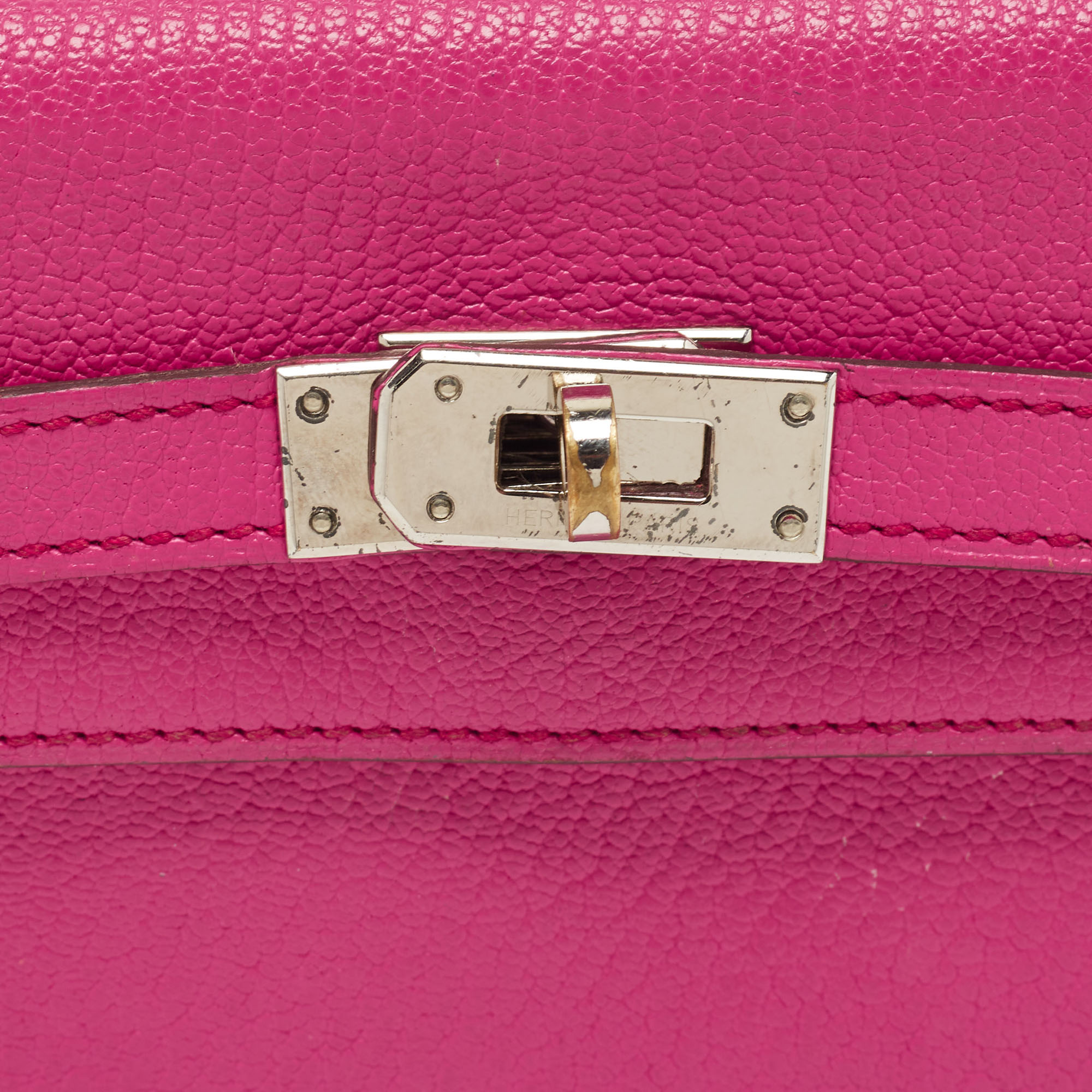 Hermes Rose Shocking Chevre Leather Kelly Depliant Wallet
