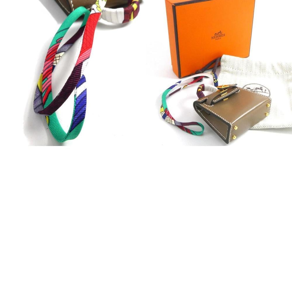 Hermes Charm Micro Kelly Twilly Silk/Tadelakt Etoupe Unisex