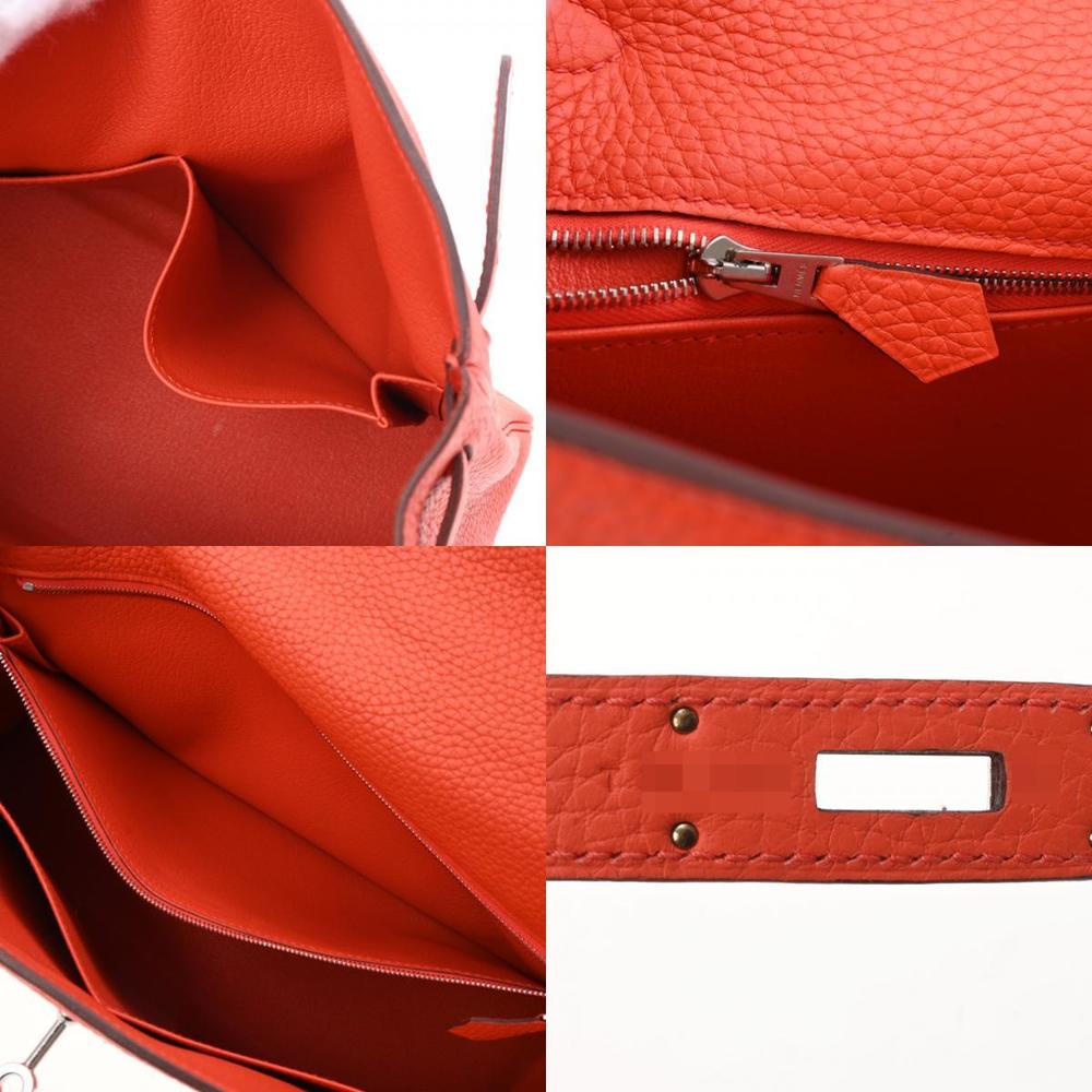 Hermes Kelly 32 Inner Sewing Orange Poppy Palladium Metal Fittings T Stamp (around 2015) Ladies Taurillon Clemence Bag